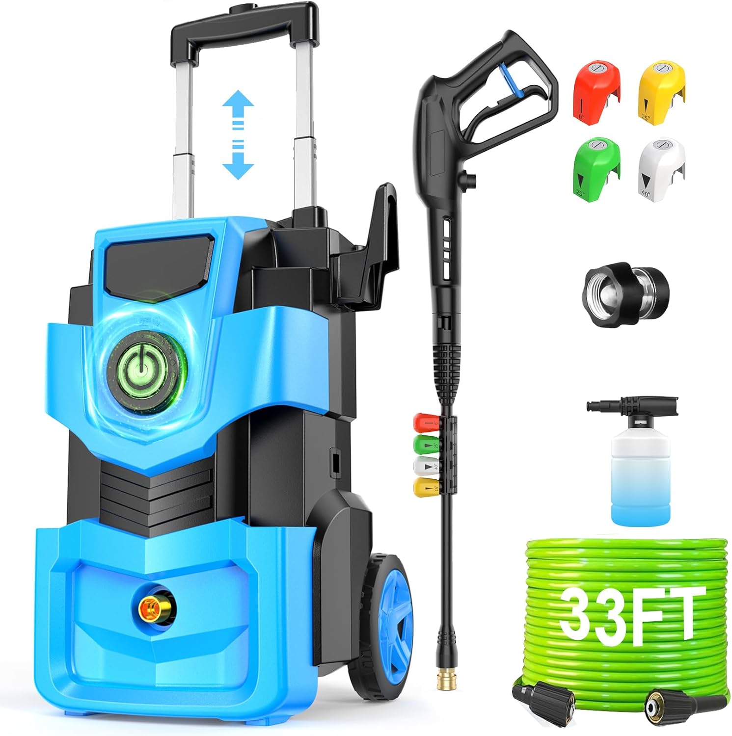 Electric Pressure Washer 5000PSI 4.0GPM Adjustable Pressure Power Washers Electric Powered with 33ft Hose, 4 Nozzle and Foam Cannon, Powerwashers Cleaner Machine for Home, Cars, Blue