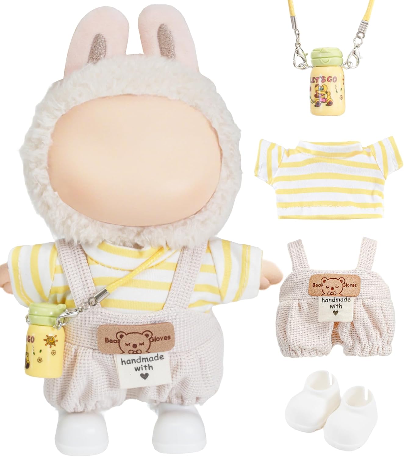 17 cm Cute Doll Clothes for Labubu Outfit Blind Mystery Box Toy Mart Accessories La Boo-Boo Ropa Case Plush Toy Stuff Cart Seat Chair Glasses Hat Shoes Bed Blanket Car Dress Overalls Hoodie Pajamas