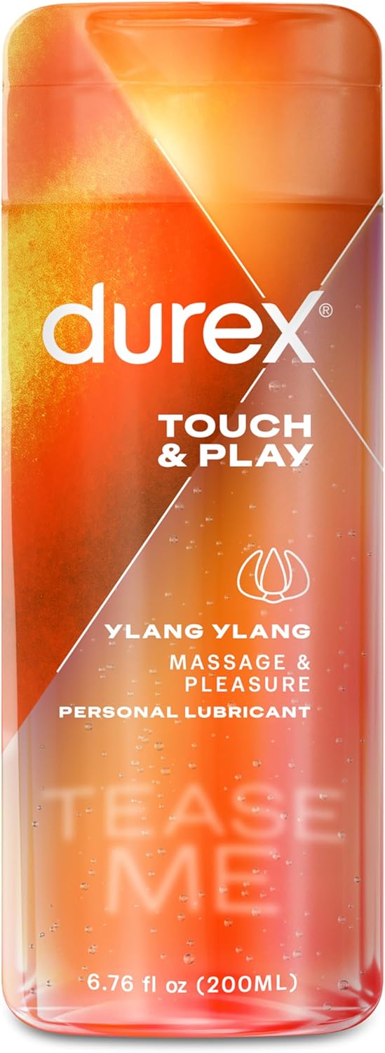 Durex Water Based Lube for Sex, Touch & Play Personal Lubricant with Ylang Ylang, Anal Lube & Sex Lube for Women & Men, Personal Lube for Anal Sex, Sex Lubricant & Sex Toy Lube, 6.76 fl oz