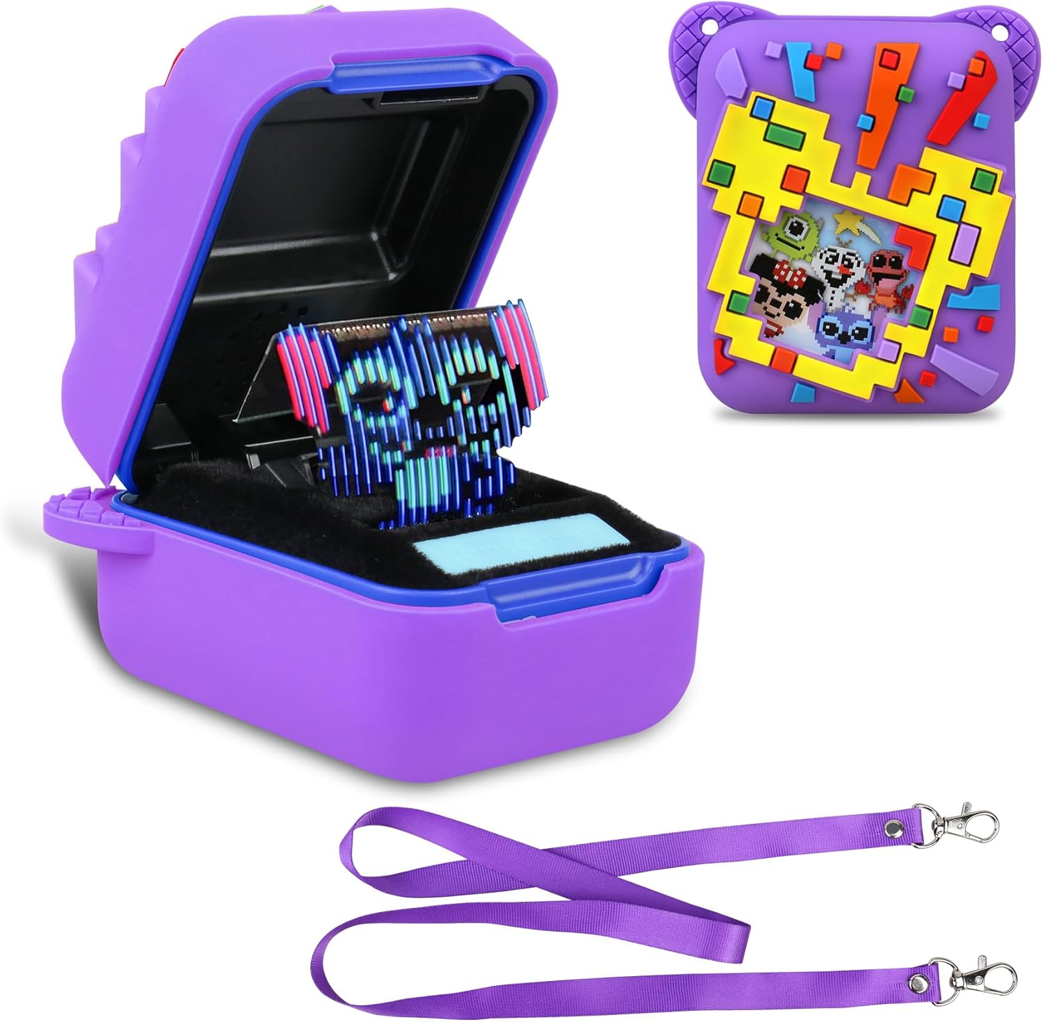 BOVKE Silicone Cover Case for Bitzee Disney Interactive Toy with 30 Characters Inside, Protective Skin Sleeve for Virtual Electronic Pets, Purple