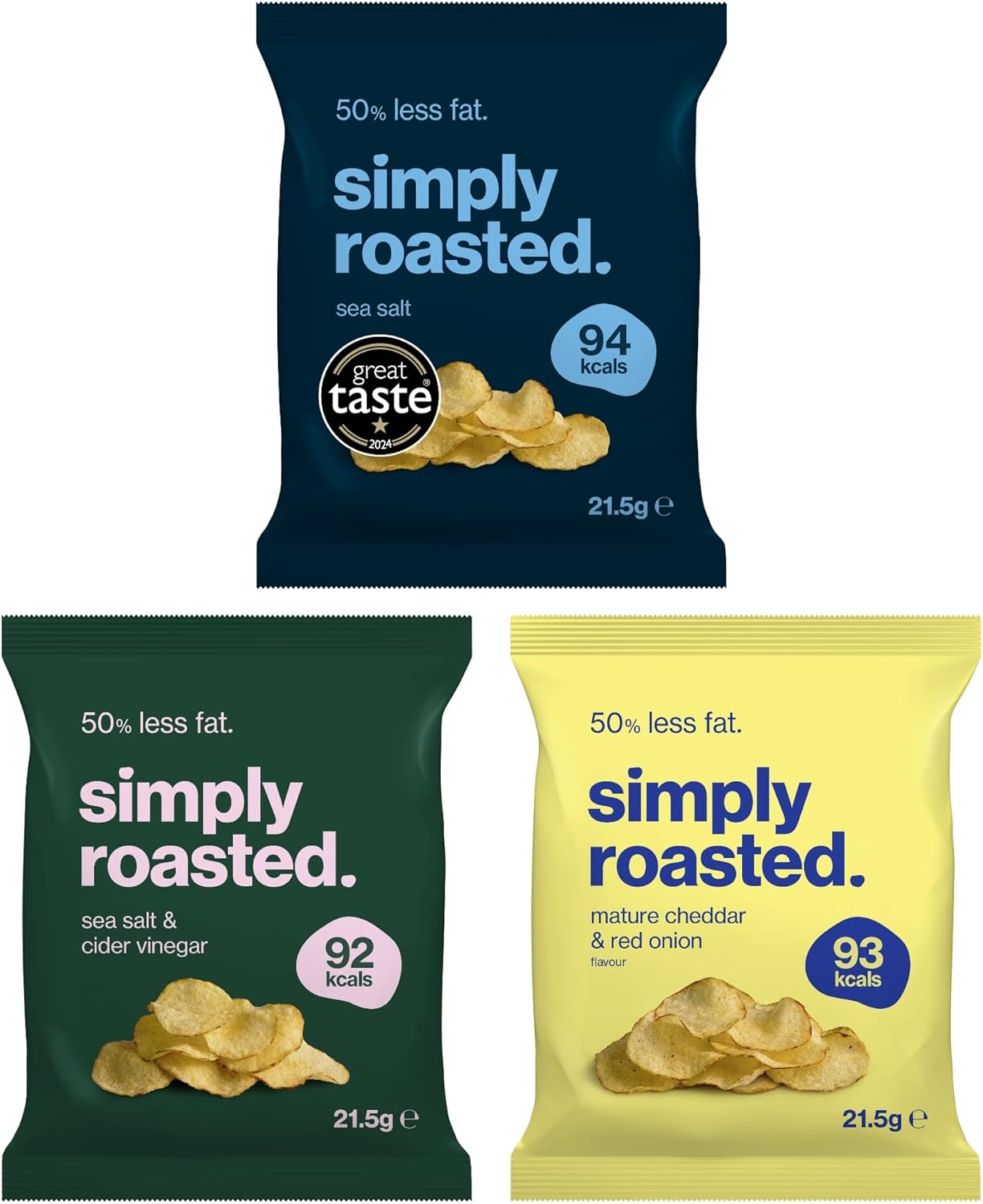 Simply Roasted - Classic Mixed | 24 x 21.5g Impulse Bags | Crowd Favourites | Vegan | 50% Less Fat | Under 99 Calories Per Serve | Triple Cooked for the Ultimate Crunch | Gluten & Allergen-Free