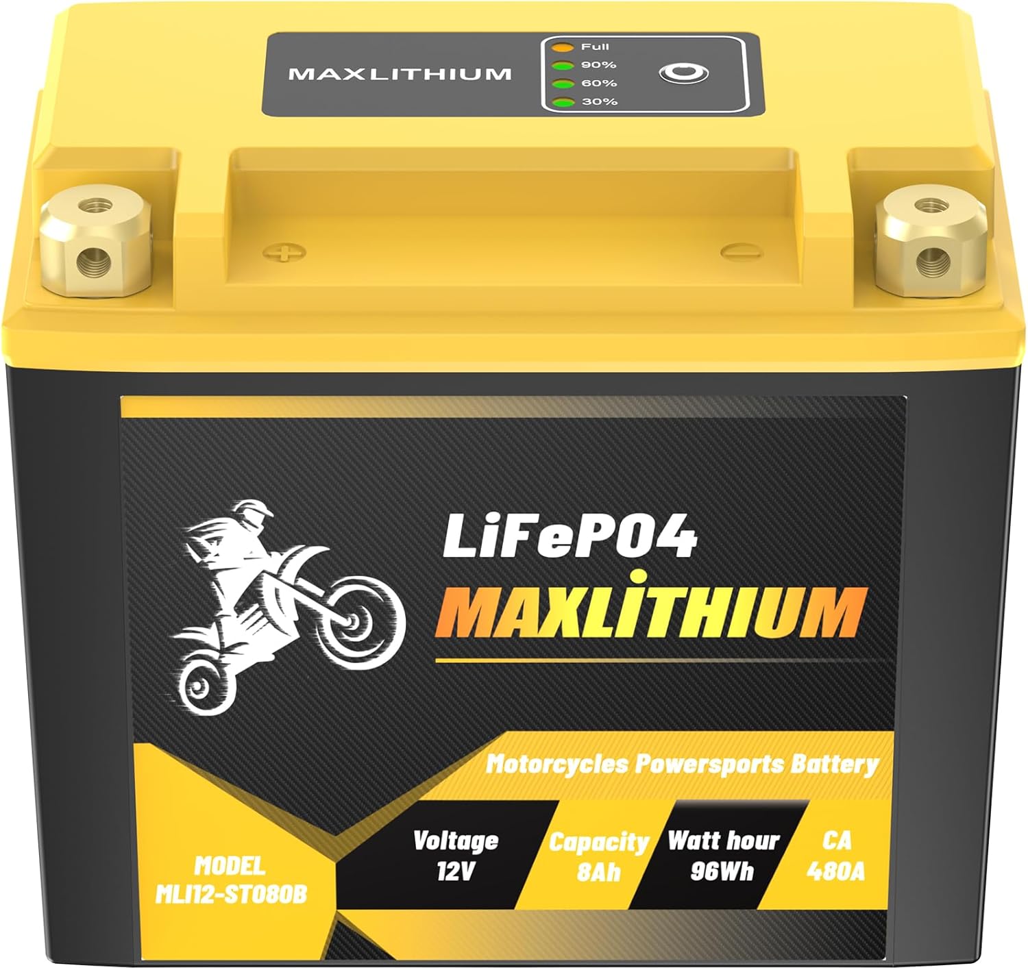 YTX12-BS/YTX14-BS 12V 8Ah 480A Lithium Motorcycle Battery with Smart BMS, YTX16-BS/YTX20L-BS, Compatible ATV, UTV, Scooter, Snowmobile, 4 Wheeler, Lawn Mower, and Generator Battery, Motorboat