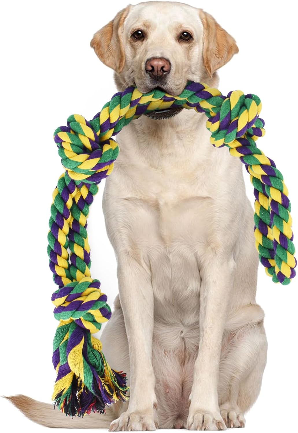 RIO Direct Dog Rope Toys for Strong Dogs Large dogs, Sturdy 3-Knots Rope Tug, Tough Dog Chew Toy - Extra Sturdy - Nearly Indestructible - Washable, for Large Breeds Big Dogs