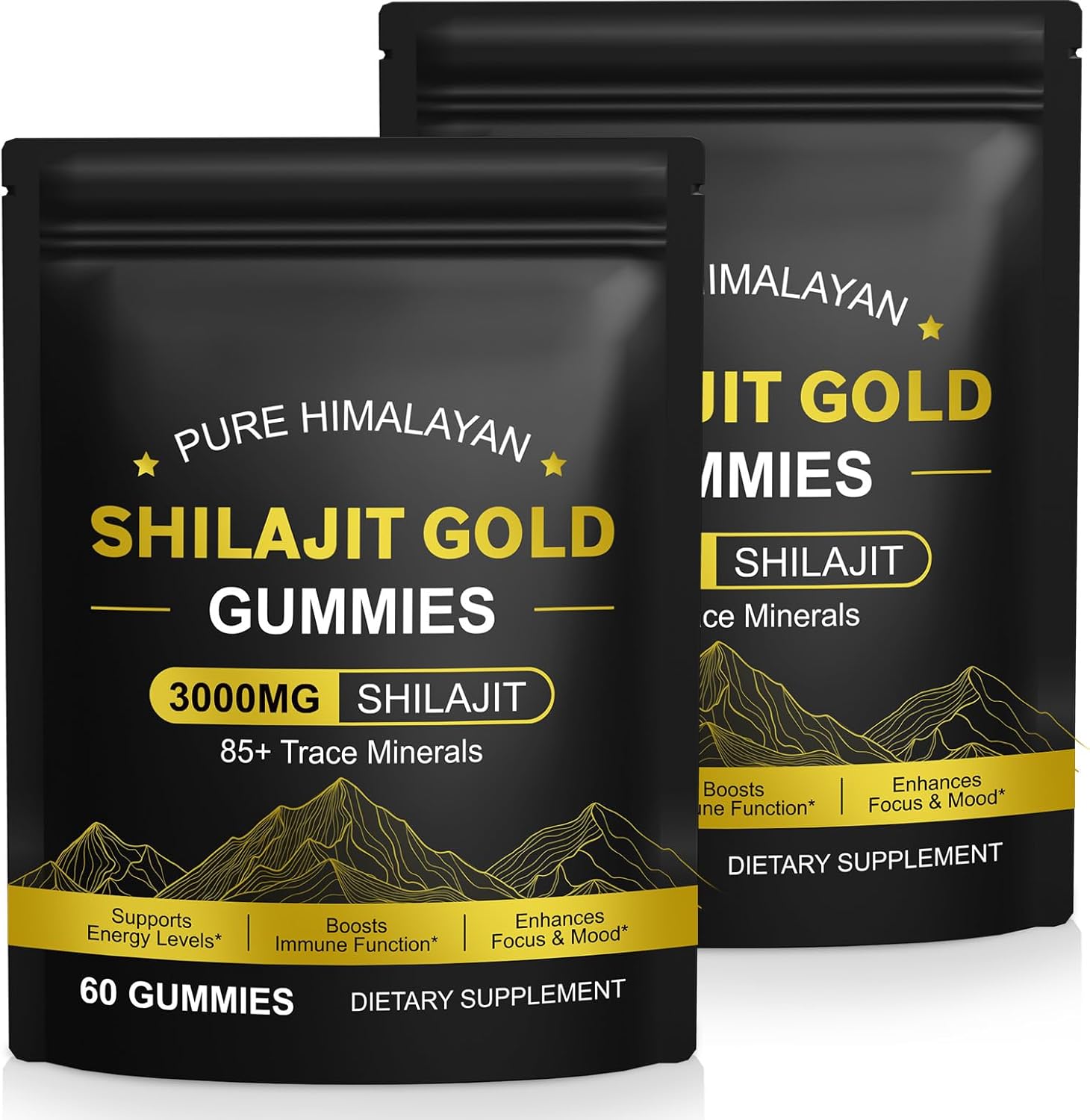 Shilajit Gummies for Men & Women, 2 Pack Pure & Natural Himalayan Gold Shilajit Gummy Energy Boost & Immune Support- Gluten Free