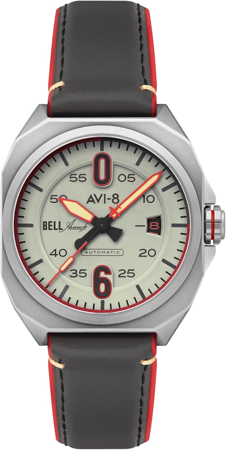 AVI-8 Men's 41mm Bell X-1 Machbuster Automatic Watch with Rubber/Leather Strap AV-4115