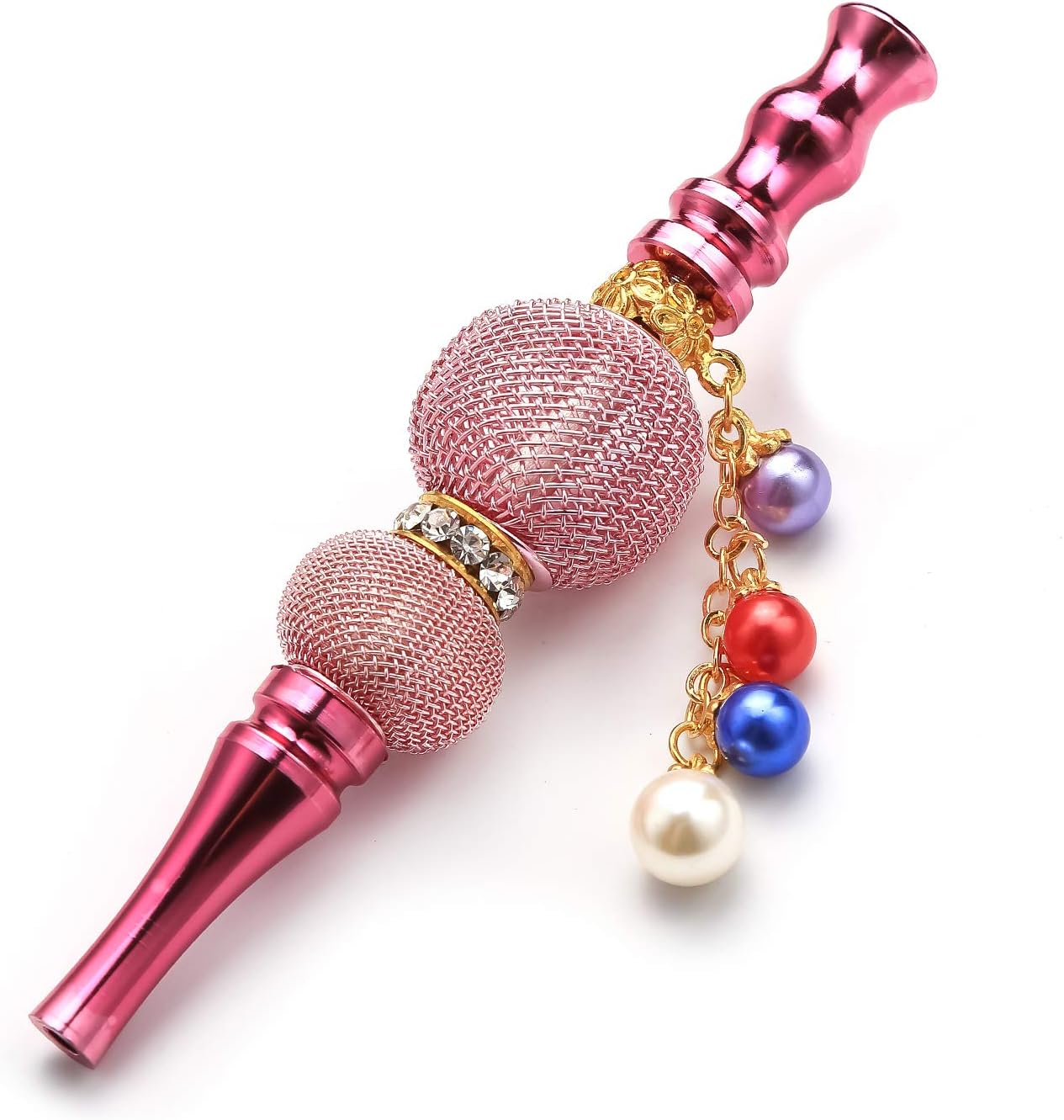 Shisha Hookah Accessories Metal Rhinestone Nozzle Diamond Pendant Hookah Tips Shisha Nargila Hose Interface Mouth Tips 1pc (Pink)