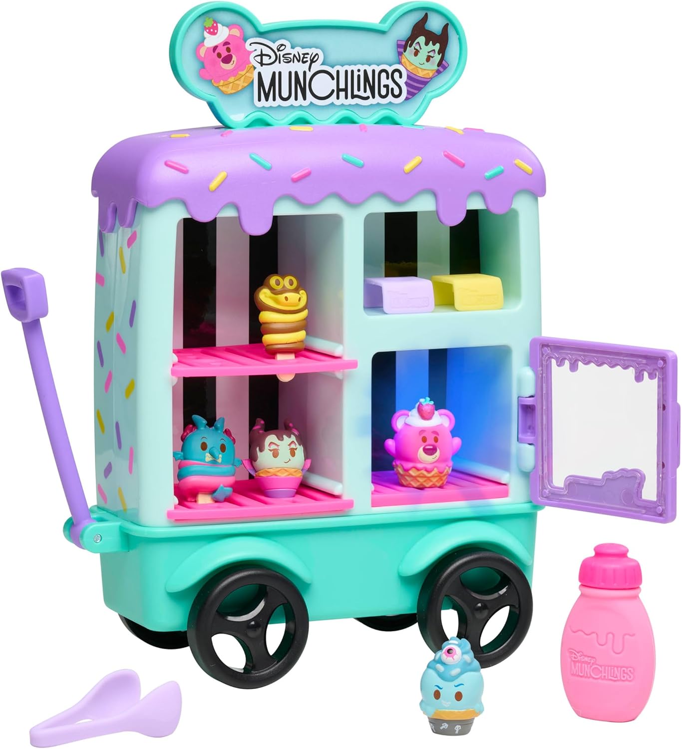 Just Play Disney Munchlings Ice Cream Cart, 13-Piece Color Change Figure Playset, Kids Toys for Ages 3 Up