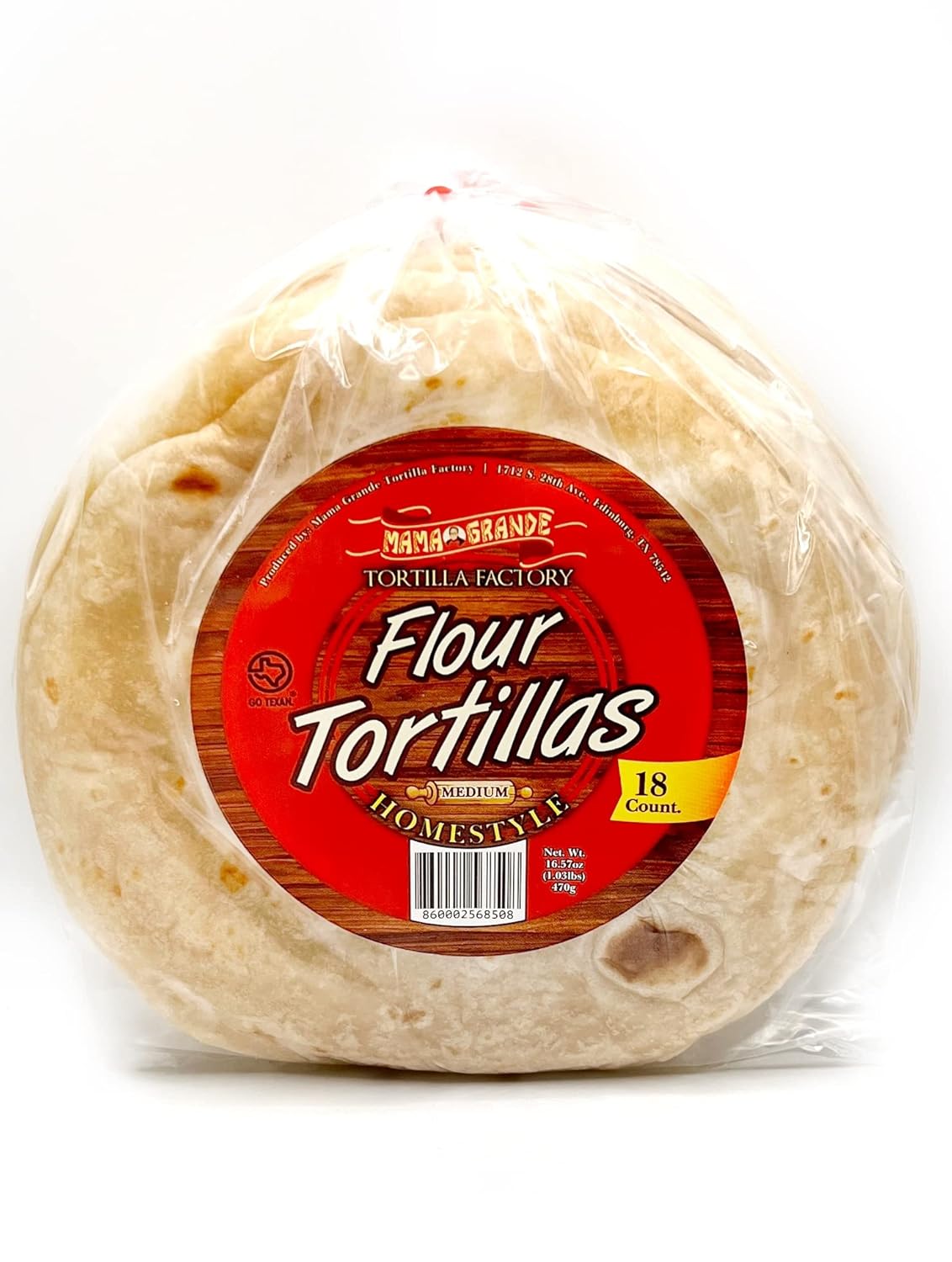 Mama Grande Tortilla Factory - Medium Flour Tortillas - Homestyle Flavor - 6.5 Inches - 1 Pack (18 Tortillas) - Vegan