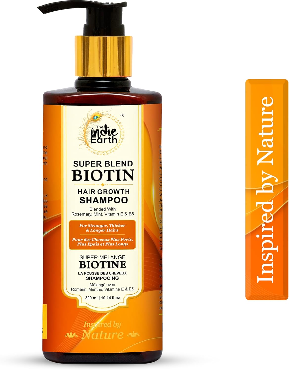 The Indie Earth Biotin Hair Shampoo for Stronger, Thicker & Longer Hairs with Rosemary, Mint, Vitamin E and B5 | Hair Growth Shampoo for Healthy Hairs, Contains NO SLS, NO SLES, NO PARABENS 300 mL