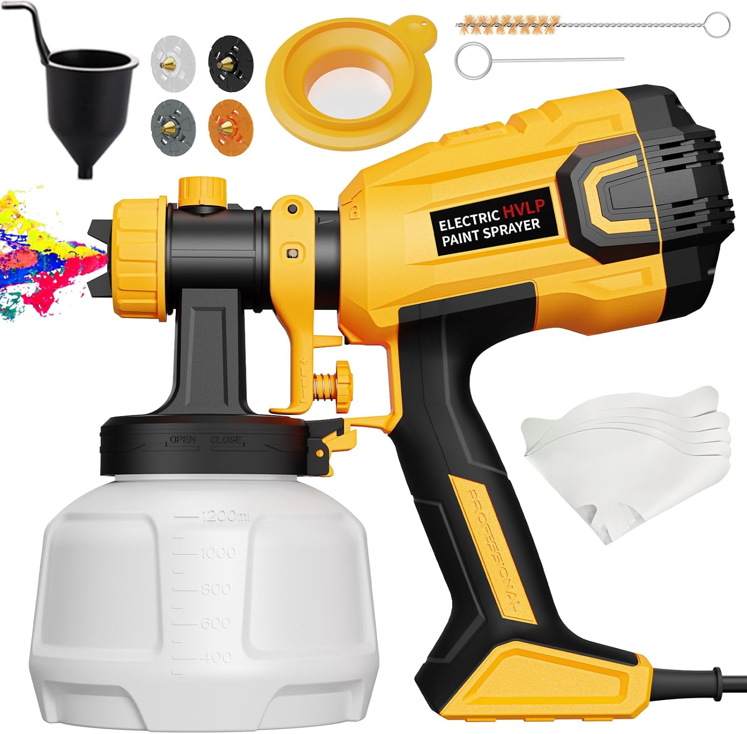 Paint Sprayer - 700W HVLP High Power Electric Spray Paint Gun with Adjustable Spray Width, 4 Nozzles & 3 Patterns, 40 Fl Oz Container, Easy to Clean, for Furniture, House, Fence, Walls, Etc.