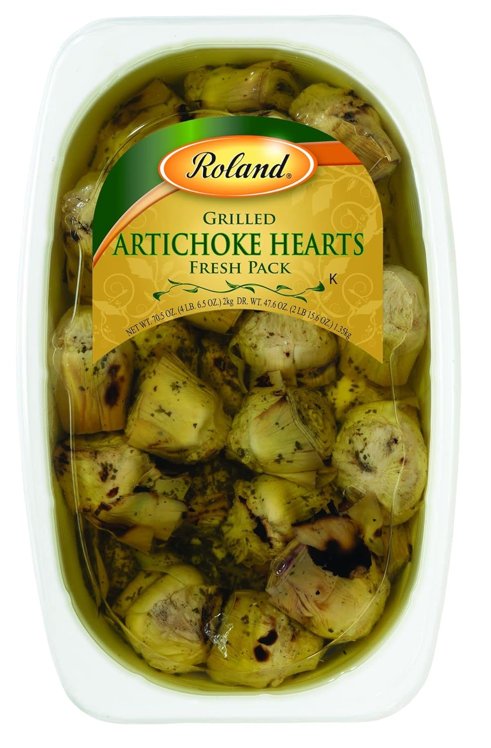 Roland Foods Grilled Artichoke Hearts Marinated in Vinegar and Oil, Specialty Imported Food, 67 Ounce, Pack of 1