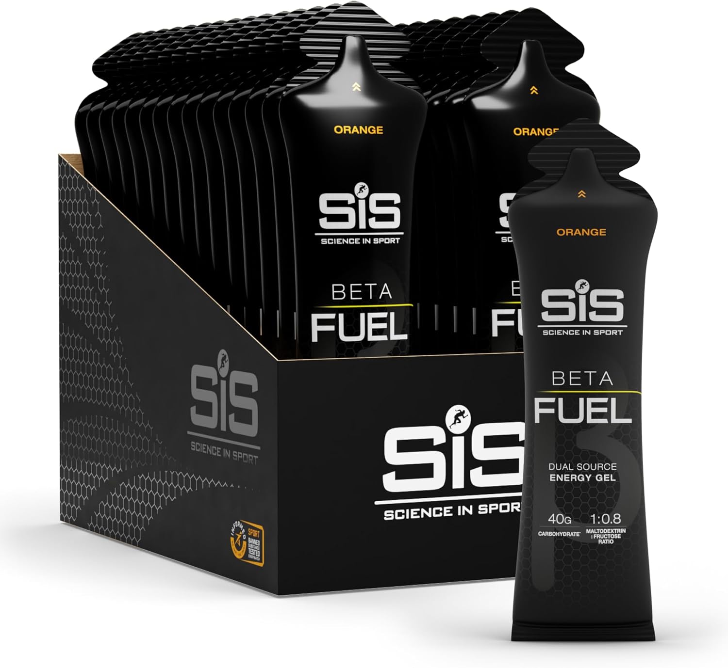 Science in Sport BETA Fuel Gels, Orange, 30 x 60ml