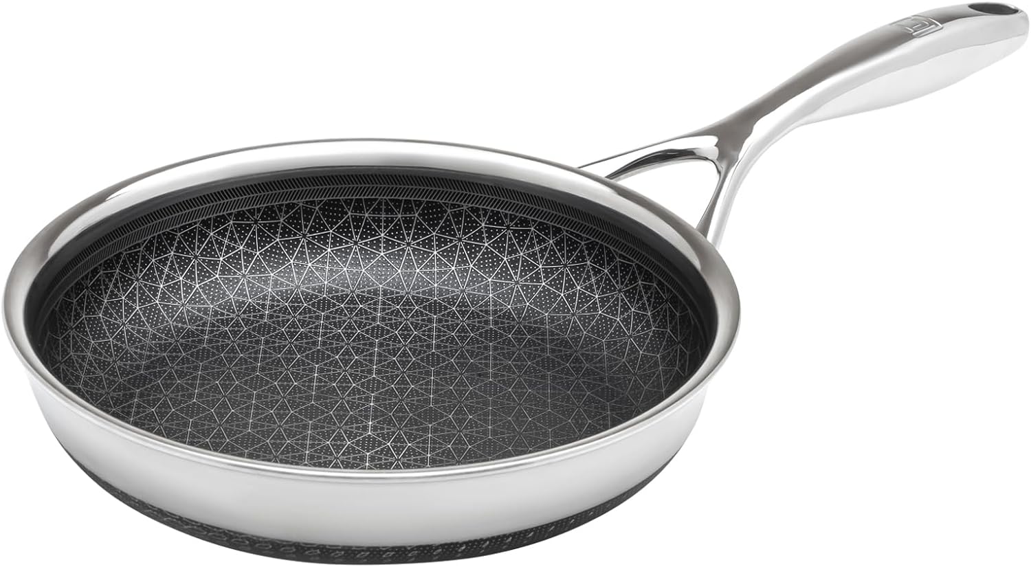 DiamondClad 8-inch Hybrid Nonstick Frying Pan Skillet, Stainless Steel, Dishwasher and Oven Safe, PFOA-free - Silver/Black