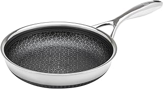 DiamondClad 8-inch Hybrid Nonstick Frying Pan Skillet, Stainless Steel, Dishwasher and Oven Safe, PFOA-free - Silver/Black
