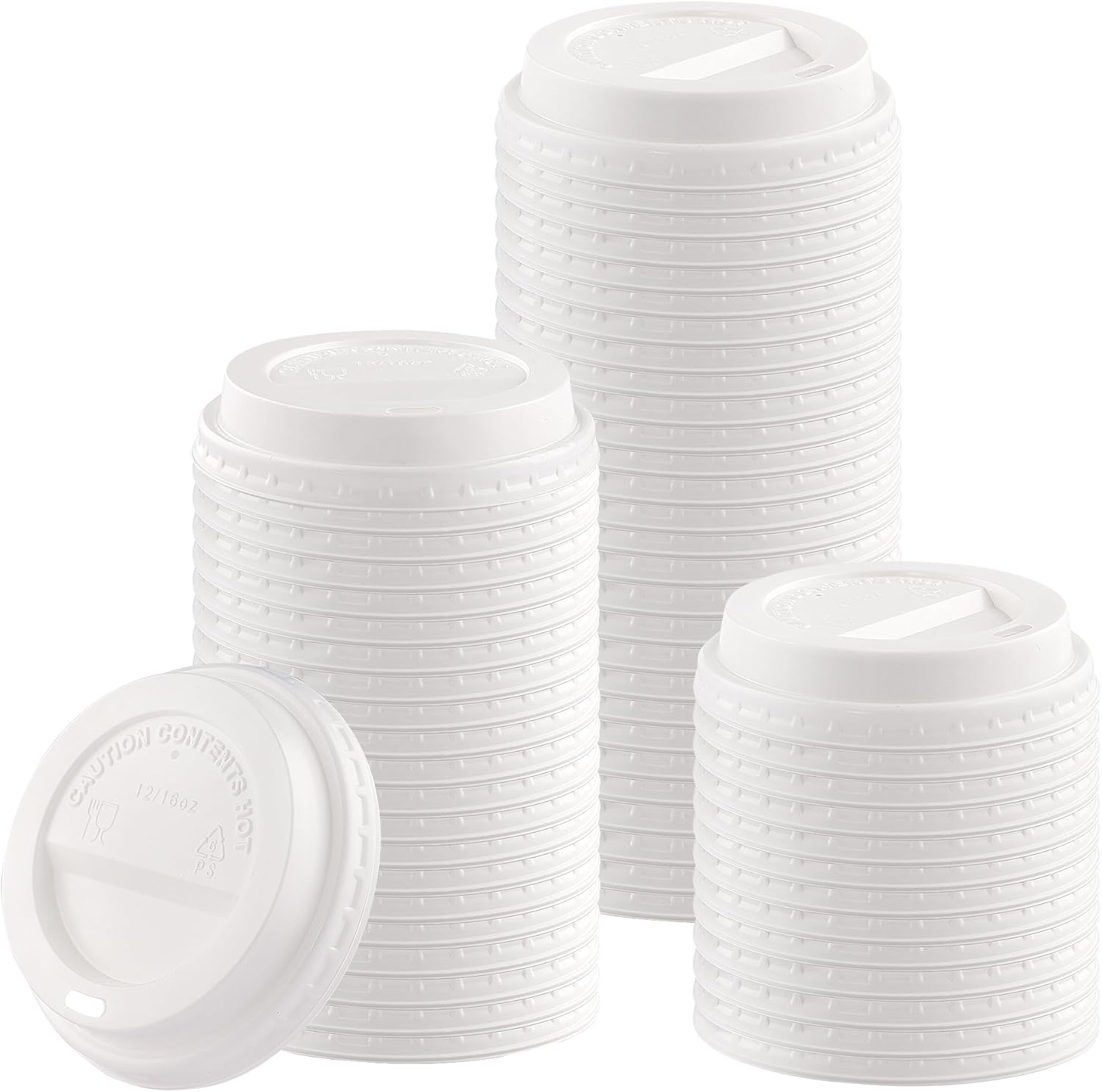 GUSTO [100 Count] Disposable Plastic Dome Lids for 10, 12, 16, & 20 oz. Paper Hot Coffee Cup - White (Formerly Comfy Package)