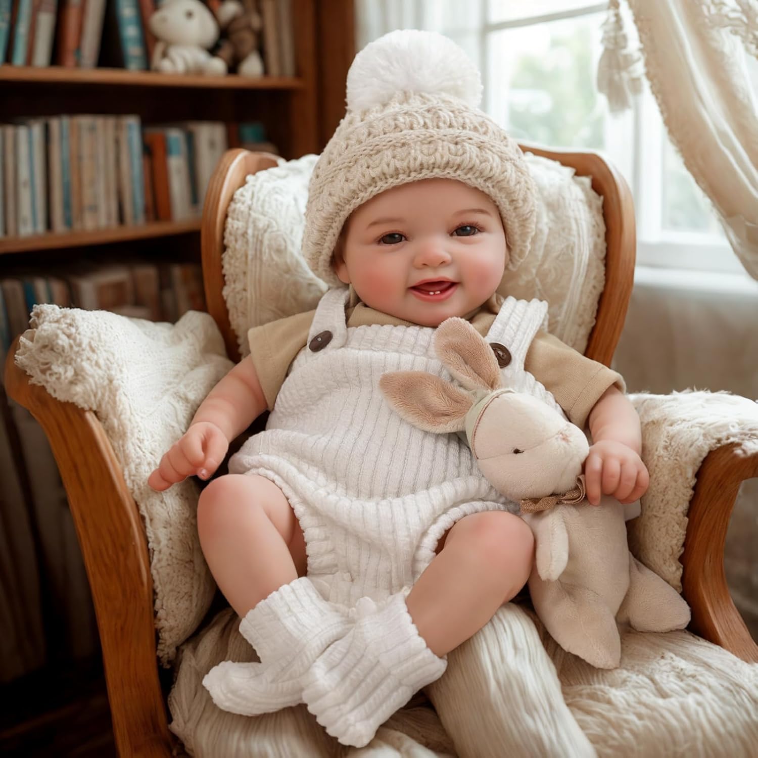 BABESIDE Reborn Baby Dolls, 17 Inches Cute Soft Realistic-Newborn Baby Dolls, Sweet Smile Poseable Real Life Baby Girl with Toy Accessories Gift Set for Kids Age 3+