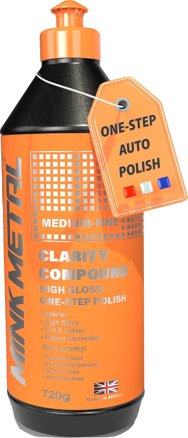 MINK METAL Clarity Compound Car Polish, Medium-Fine Buffing, Polishing & Cutting Compound, 720g, Paint Restorer & Scratch Remover, One-Step Swirl Repair.