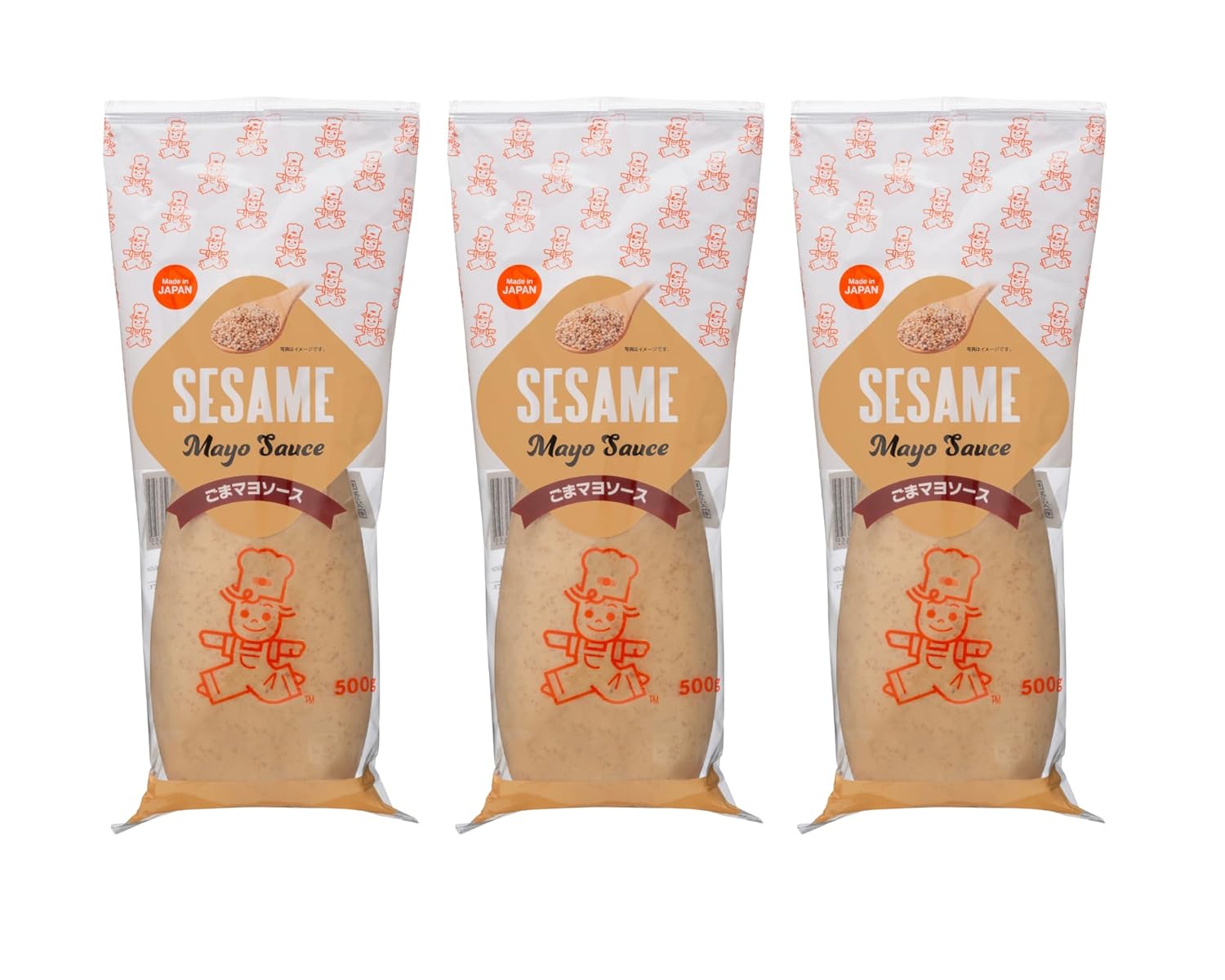 Sesame Mayo Sauce- 3pack, Enjoy it with sushi rolls, udon salad, steamed chicken, sandwiches, and more. A rich mayo with roasted sesame paste, golden sesame seeds, and sesame oil.(17.64 oz), Japanese mayonnaise
