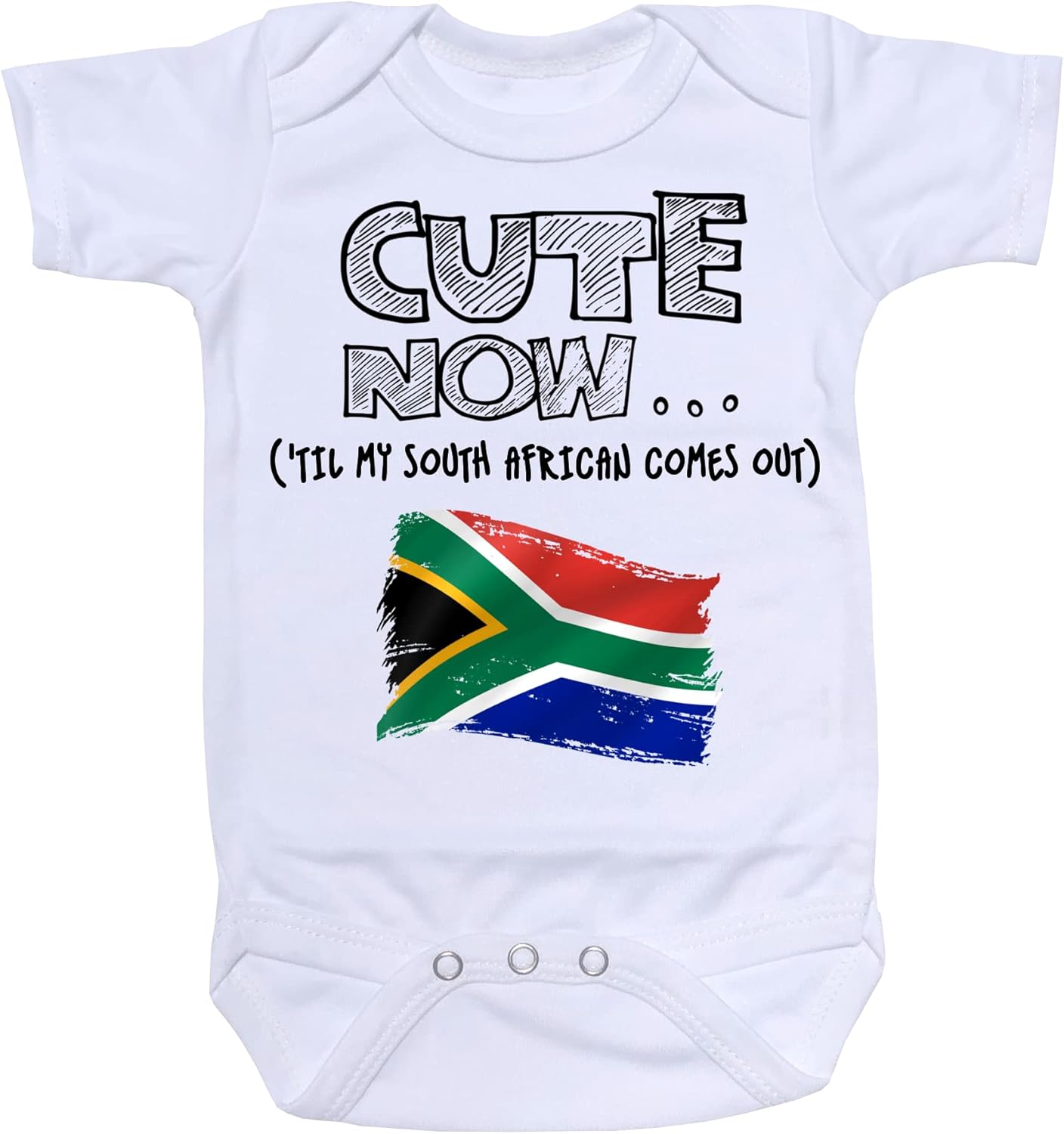 Cute Now... 'Til My South African Comes Out Infant Baby Flag Short Sleeve Bodysuit Shirt