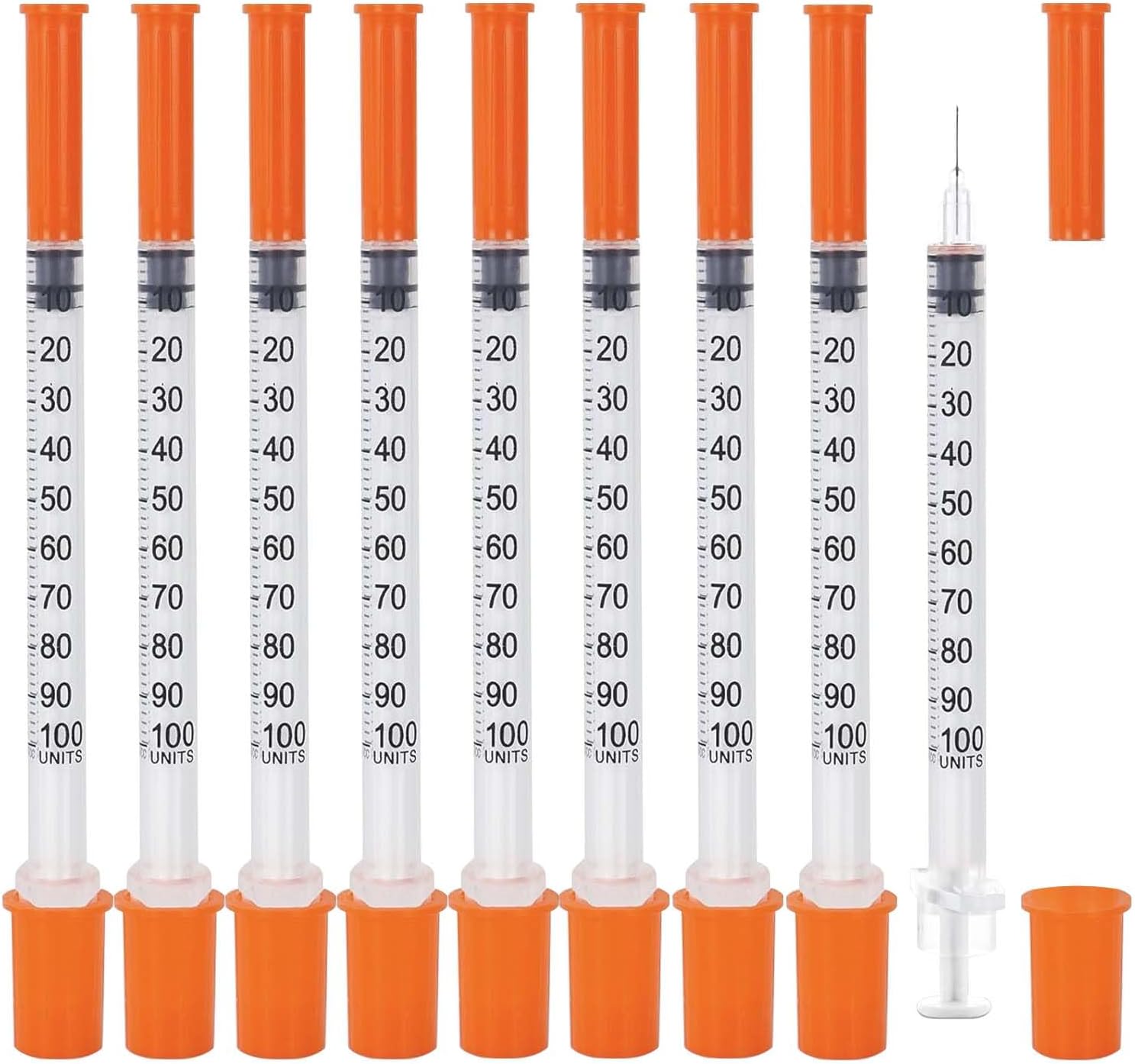 U-100 Syringes with Needle - 31G 1cc 5/16 Inch(8mm) Disposable Syringe, Individual Wrapped, 30PACK (1CC 31G 5/16"-30PACK)
