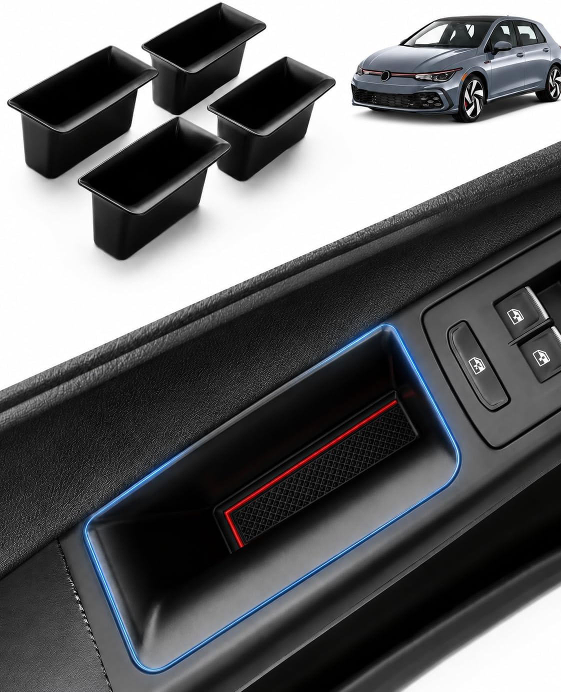 Karltys Door Handle Organizer for VW Golf GTI R MK8 2022-2026, 4PCS