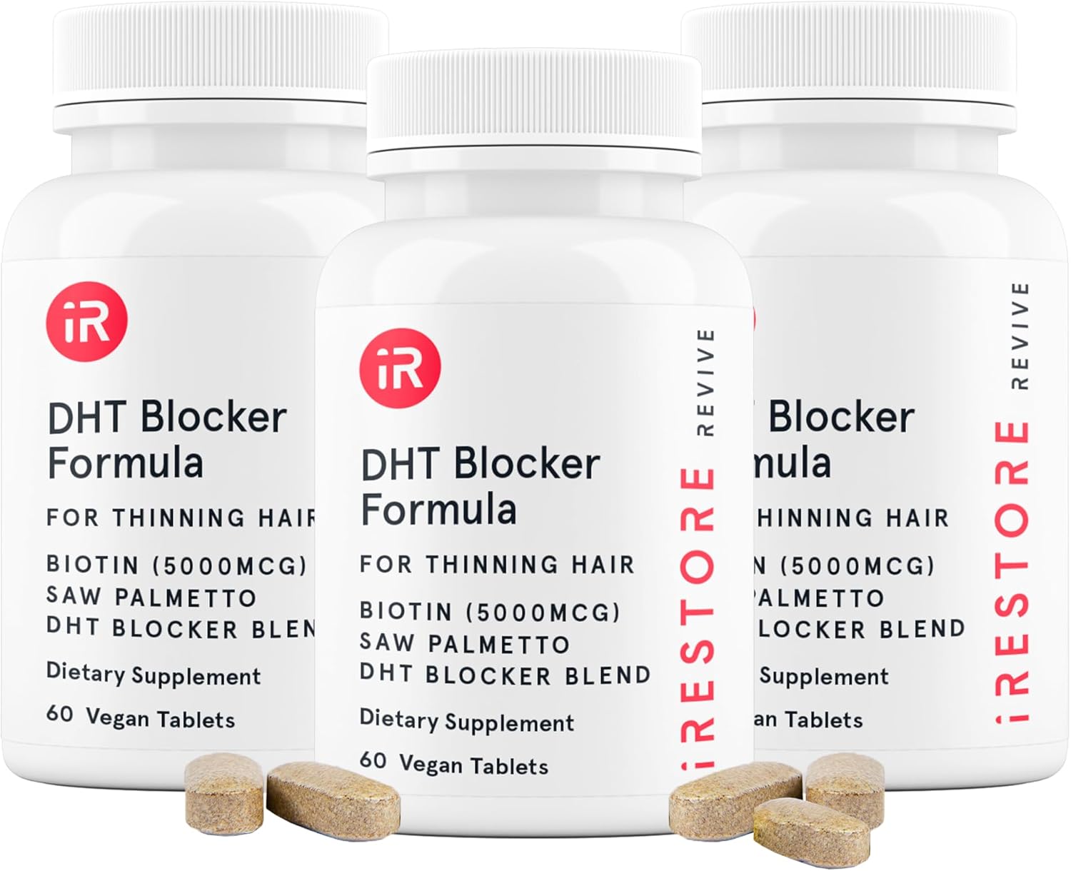 iRestore 3-in-1 Hair Growth Supplement with Biotin, DHT Blocker, Saw Palmetto, and Other Extracts (60 Count) – 3 Pack