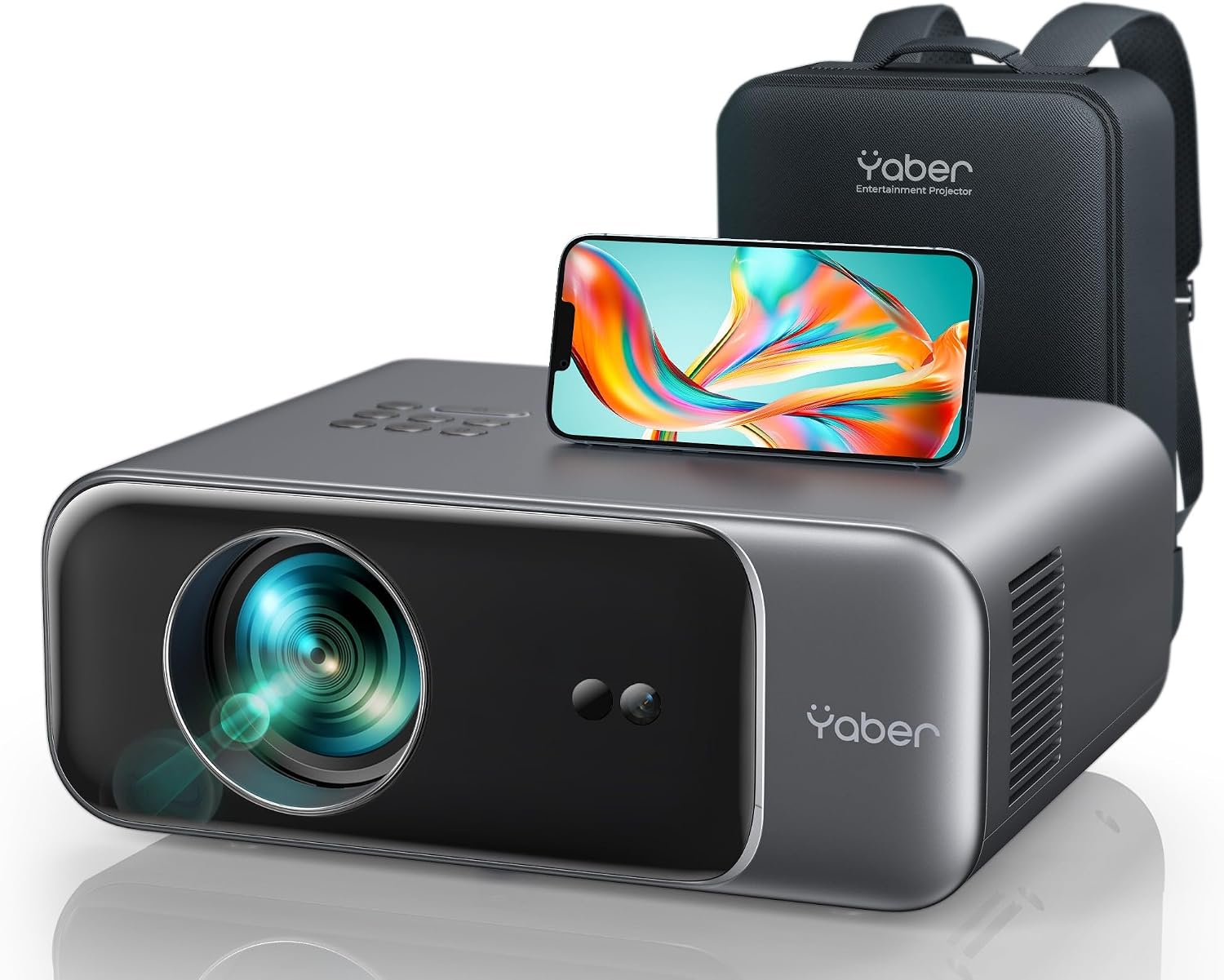 [Auto Focus/4K Support] Projector with WiFi 6 and Bluetooth 5.2, YABER Pro V9 Native 1080P Outdoor Movie Projector, Auto 6D Keystone & 50% Zoom, Home Theater Projector for Phone/TV Stick/PC