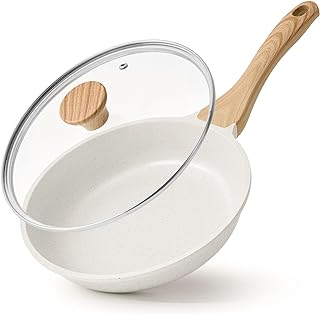 SENSARTE Nonstick Ceramic Frying Pan Skillet with Lid, 8 Inch Omelet Pan, Healthy Non Toxic Chef Pan, Induction Compatible Egg Pan with Heat Resistant Handle, PFAS-Free