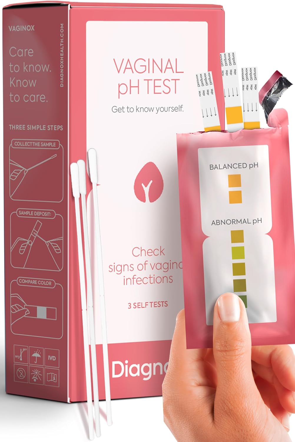 Vaginal pH Test Kit - Yeast Infection Test & BV Test Strips for Women - Clinical Grade and FSA/HSA Eligible - Accurate and Quick Results in 30 Seconds - 3 Self Tests