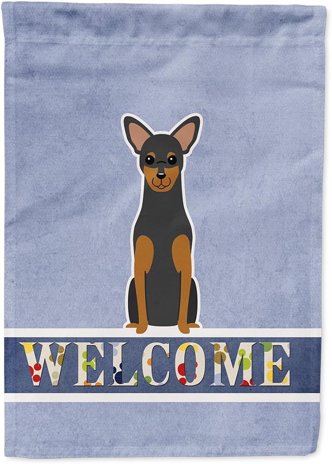 Caroline's Treasures BB5609CHF Manchester Terrier Welcome House Flag Large Porch Sleeve Pole Decorative Outside Yard Banner Artwork Wall Hanging, Polyester, House Size, Multicolor