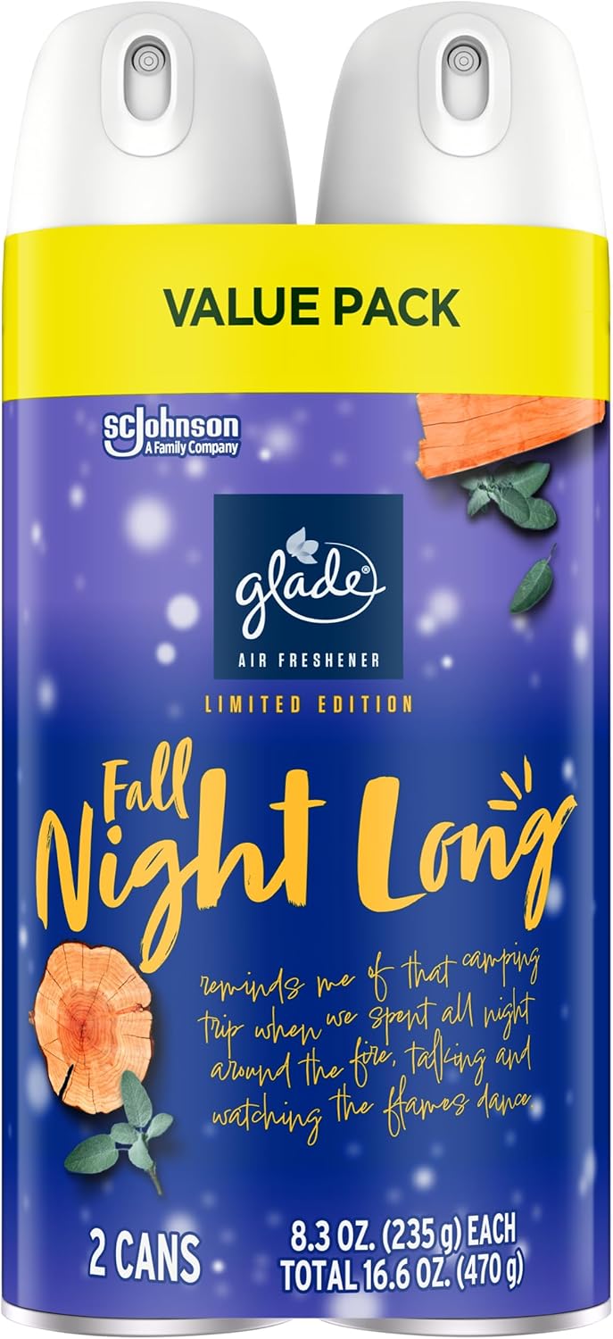 Glade Air Freshener Room Spray, Fall Night Long, 8.3 oz, Limited Edition Scent, 2 Count