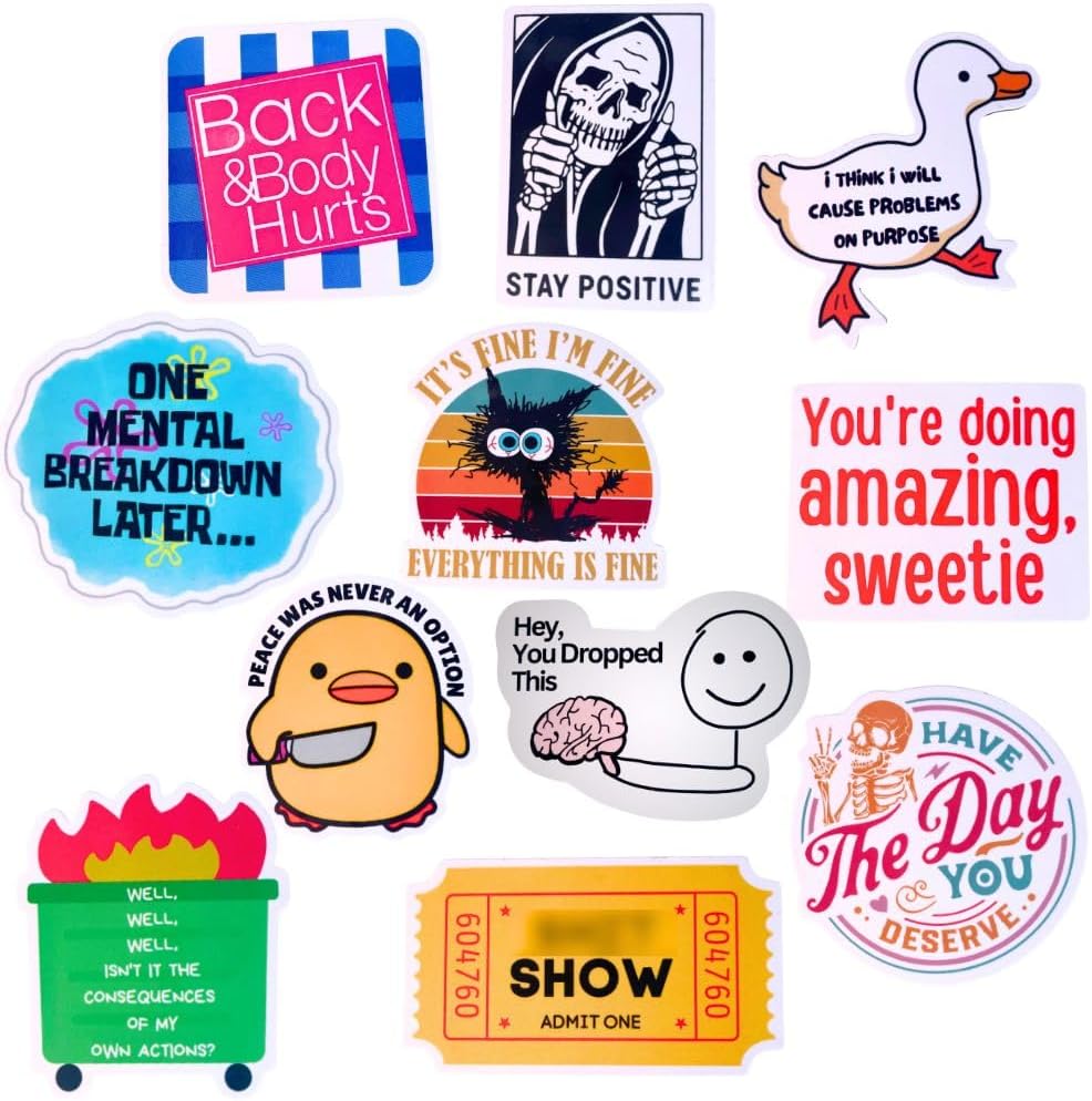YJ PREMIUMS 12-Piece Fridge Magnets - Funny Memes, Cute Animals, and Words for Home/Office Decoration