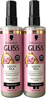 Schwarzkopf Gliss Liquid Silk Leave In Hair Conditioner Spray With Keratin 2 X 200Ml = 400Ml
