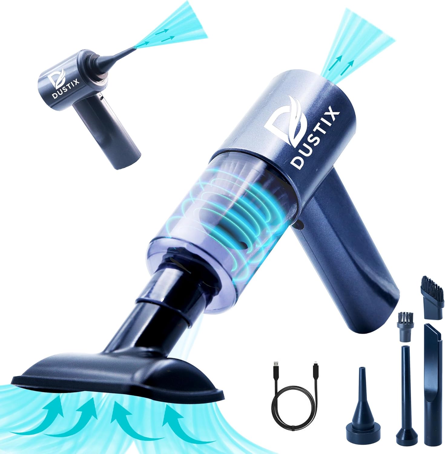 Dustix Handheld Car Vacuum Cleaner Cordless, Powerful 10000PA Dual Gear Suction, Portable, Lightweight & Mini Vacuum, Car Hoover, 4000mAh, Car, Office, Home & Kitchen Essentials for Cleaning & Blowing