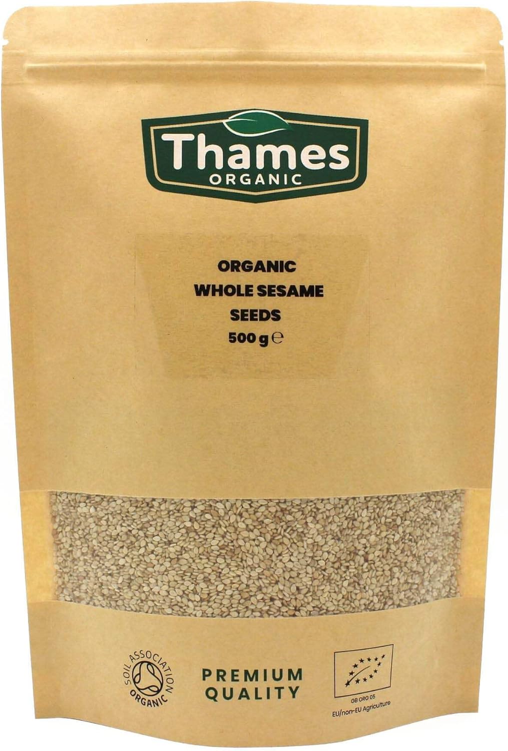 Organic Sesame Seeds - 500g of Nutritious & Flavorful Seeds - No Additives, No Preservatives - Raw, Vegan, Non-GMO - Great for Baking, Cooking, and Sprinkling - Thames Organic