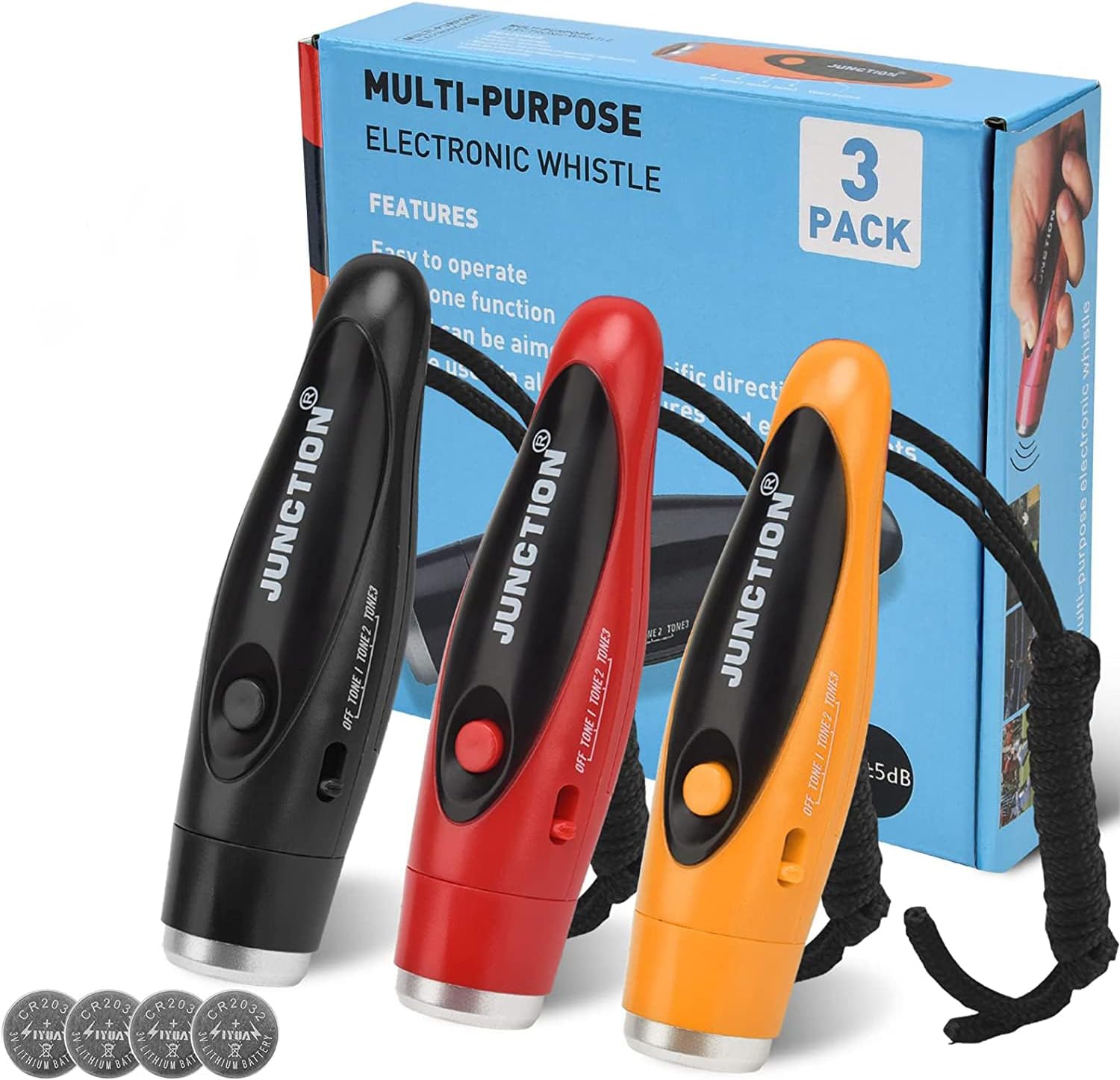 XREXS Electronic Whistle Handheld Emergency Survival 3-Tone Sport Whistle with Lanyard for Referee Coaches P.E. Teacher Training Outdoor Camping Personal Professional Dog Whistle