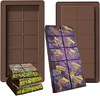 Deep Dubai Chocolate Bar Molds 2 Pack, 1 Inch Deep Large and Thick Silicone Chocolate Bar Molds for Stuffed Bar, Big Chocolate Candy Bar Mold for Filling Knafeh Pistachio Chocolate Bar