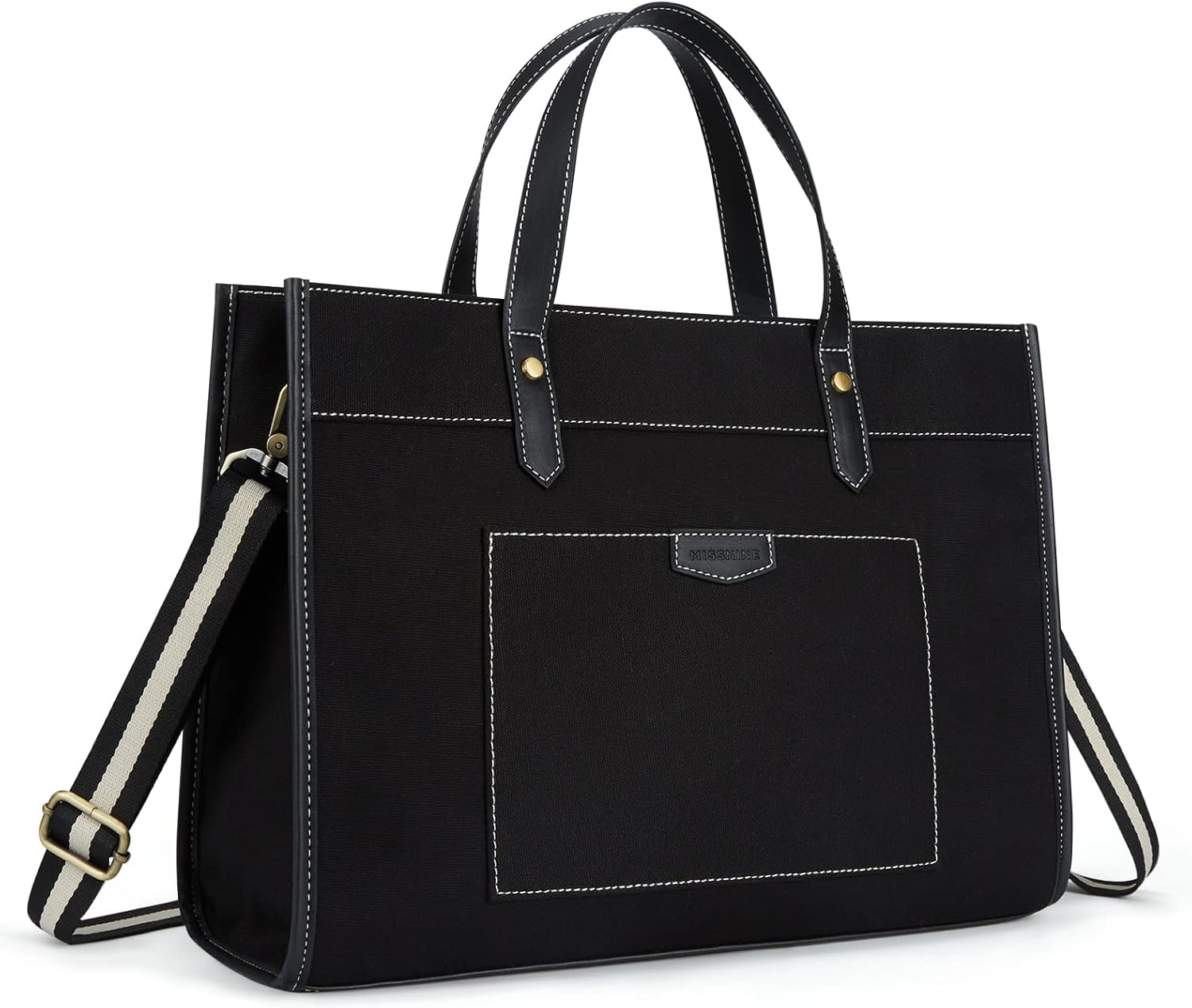 Missnine Laptop Tote Bag Canvas Laptop Bag 15.6 inch Work Shoulder Bags Casual Briefcase Handbag for Travel, Office, College