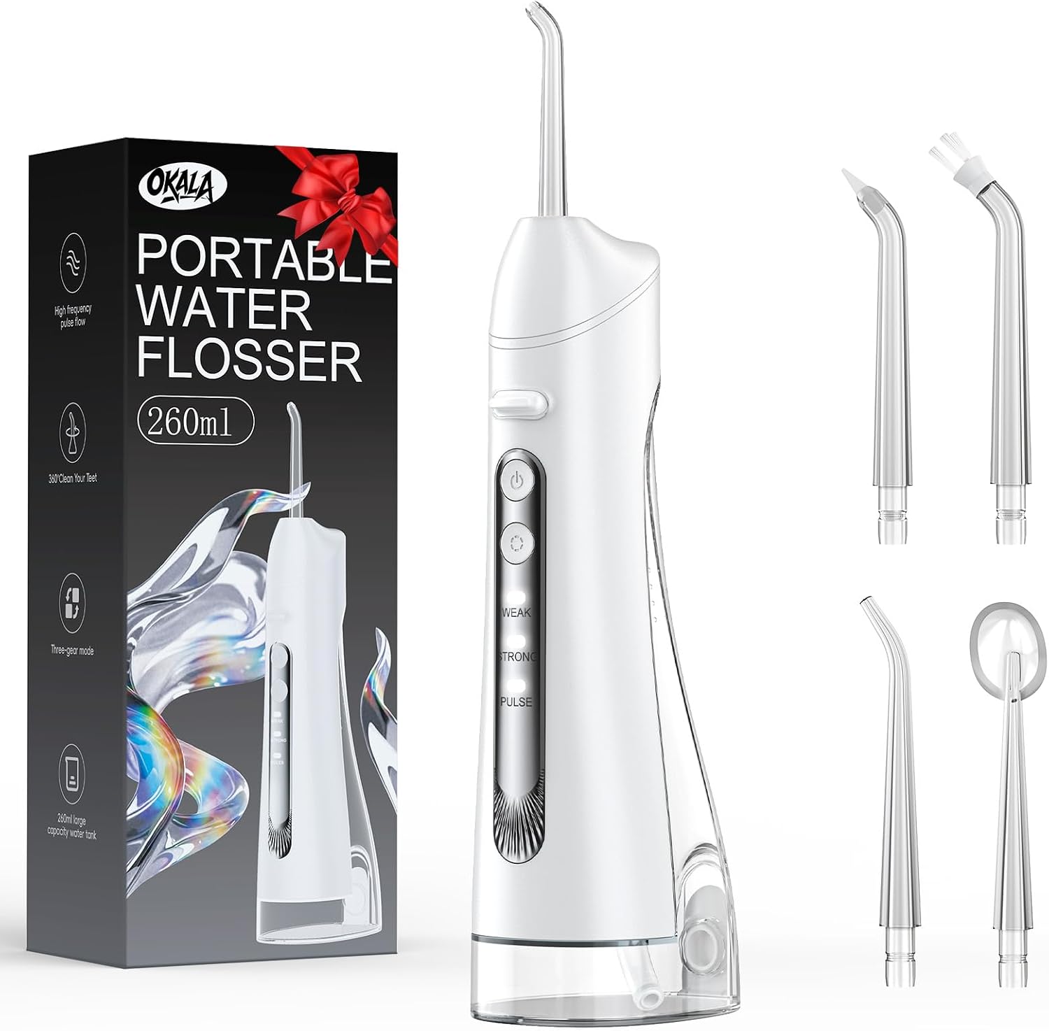 Water Flosser, Water Dental Flosser Pick for Teeth (Snow White)