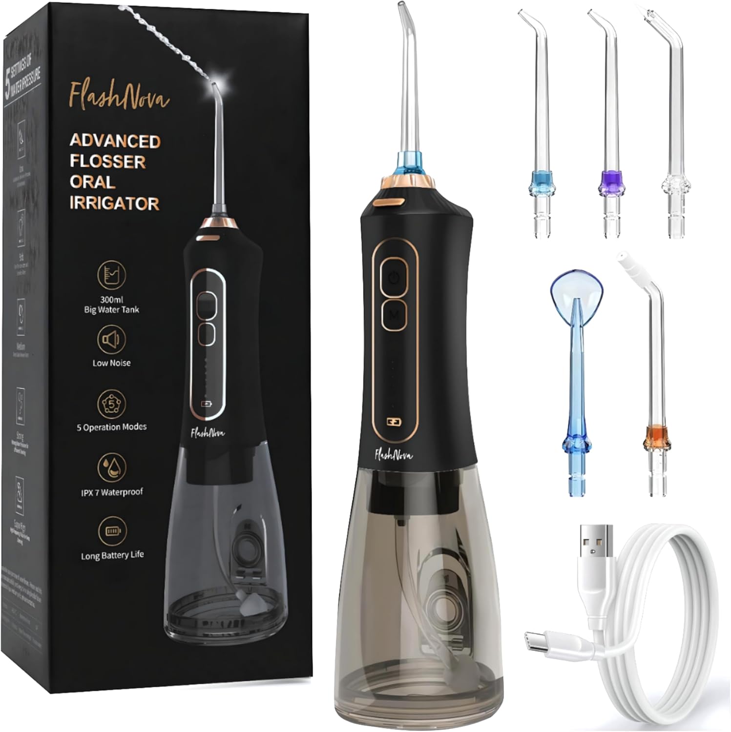 Water Flosser for Teeth – Cordless Rechargeable Portable Air Flosser for Teeth, IPX7 Waterproof Oral & Dental Irrigator | Plaque & Tartar Remover | Electric Flosser for Adults, Kids, Braces