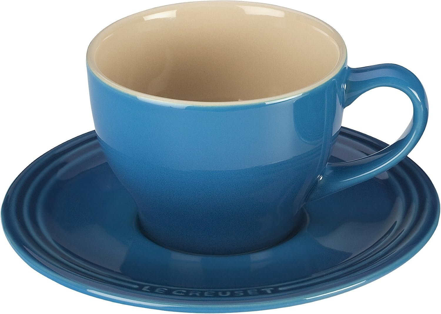 Le Creuset Stoneware Set of 2 Cappuccino Cups and Saucers, 7 oz. each, Marseille