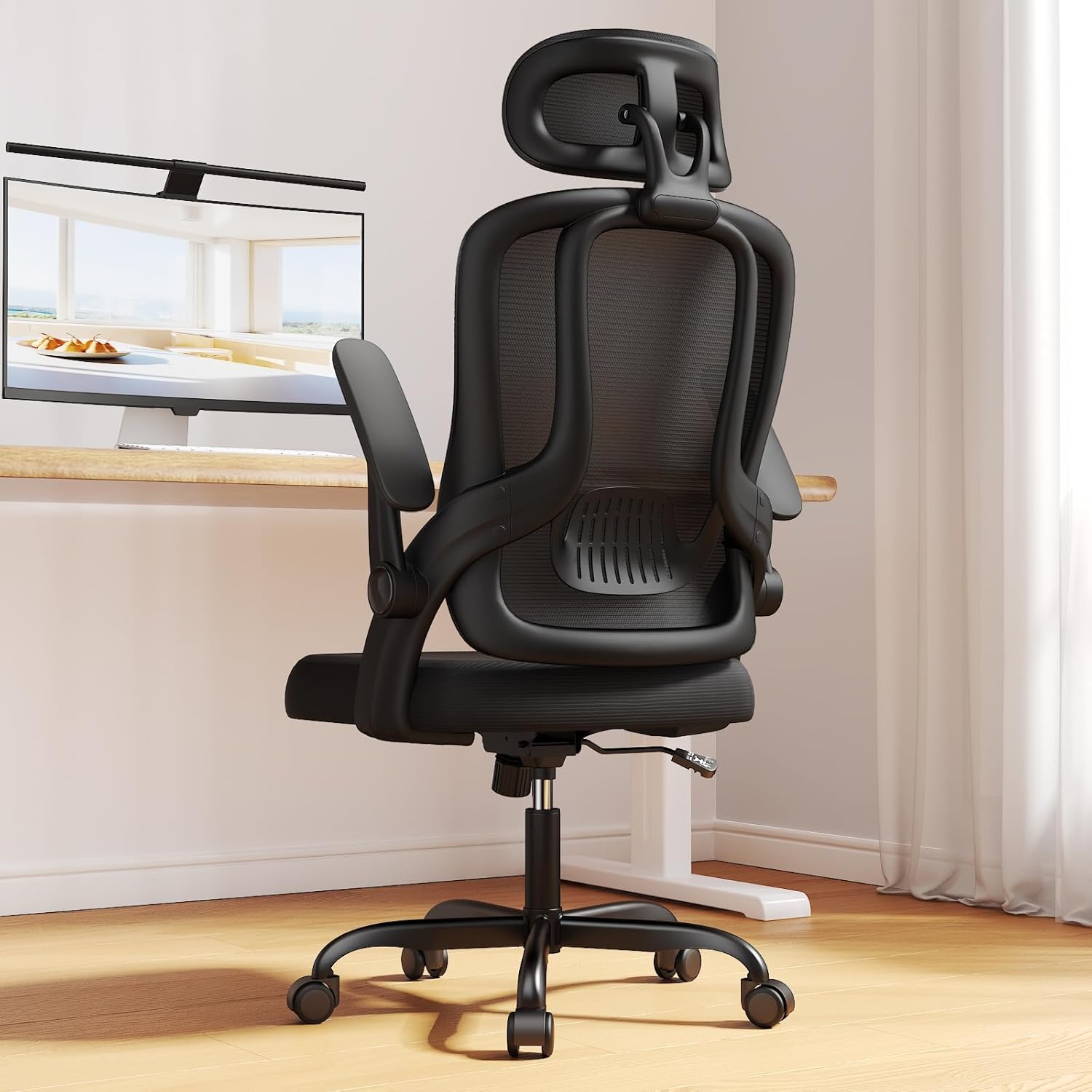 Home Office Chair, High Back Ergonomic Desk Chair with 3D Armrests, Lumbar Support, Mesh Computer Chair with Adjustable Headrest, for Home, Office, Work, Student