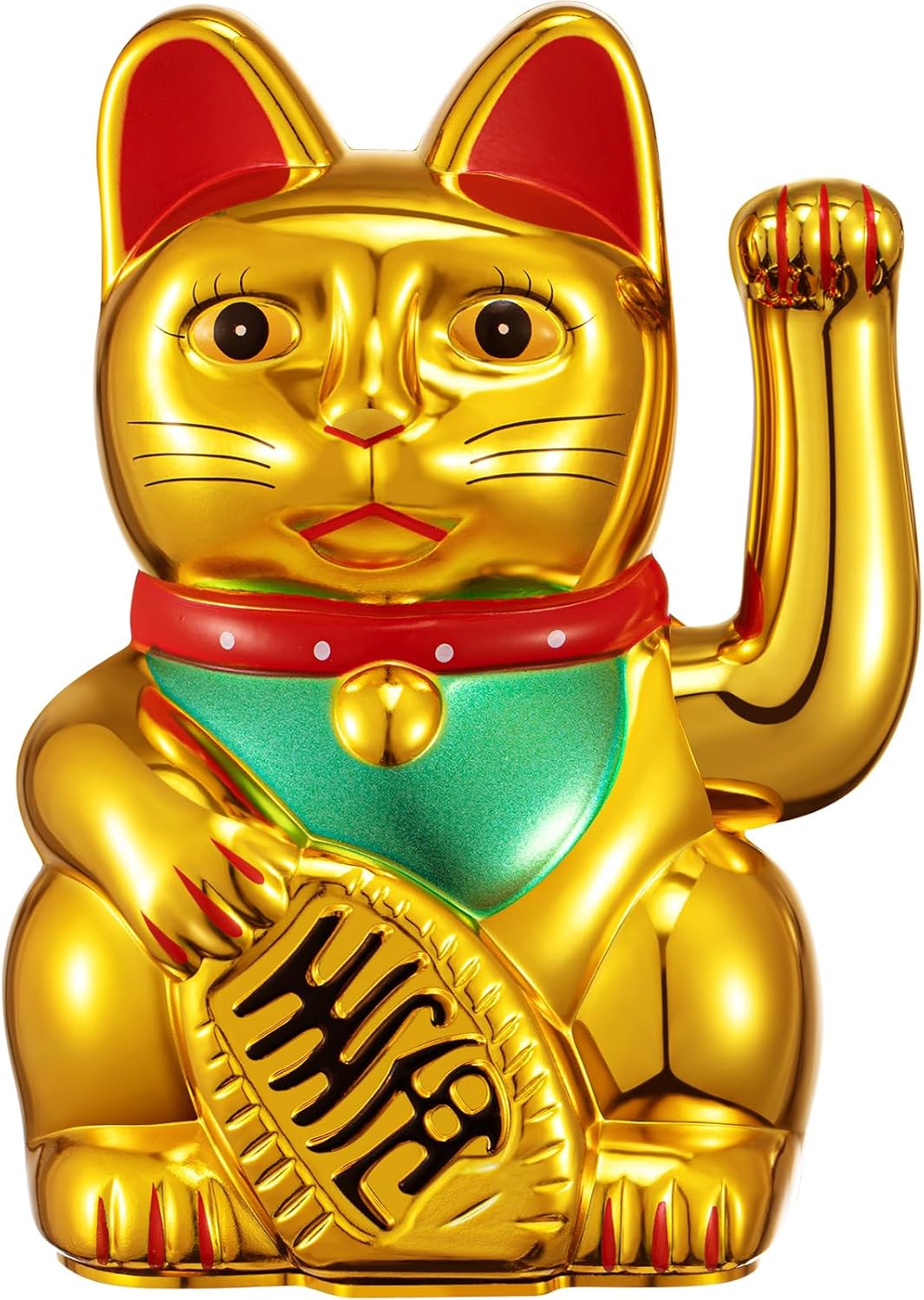 Chunful 6 Inch Gold Lucky Cat Waving Arm Maneki Neko | Japanese, Lovely Chinese Cat, Feng Shui Wealth, Good Luck, for Front Desk, Car, Business Openings, Battery Not Included