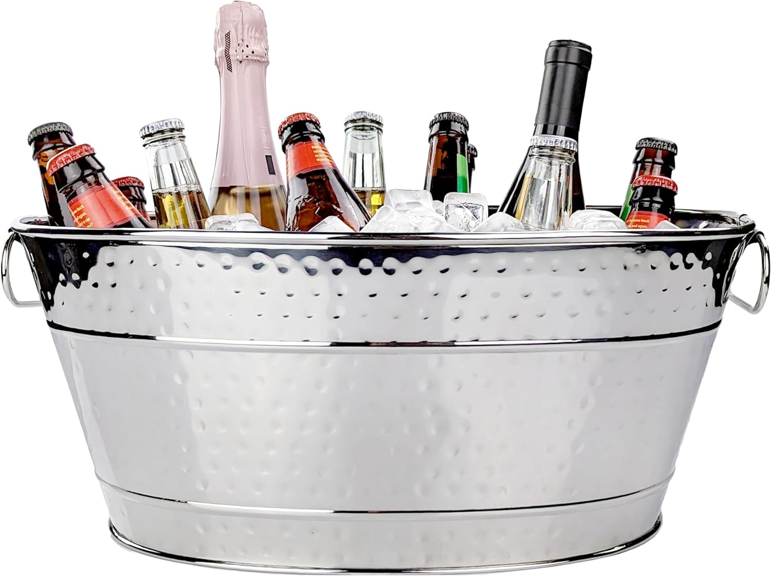BREKX Stainless Steel Beverage Tub, 15 Quarts (4 Gallon), Rust-Proof, Oval, Multi-Use, Champagne Bucket for Mimosa Bar Supplies, Wine Cooler Bucket, Built for Years of Celebrations