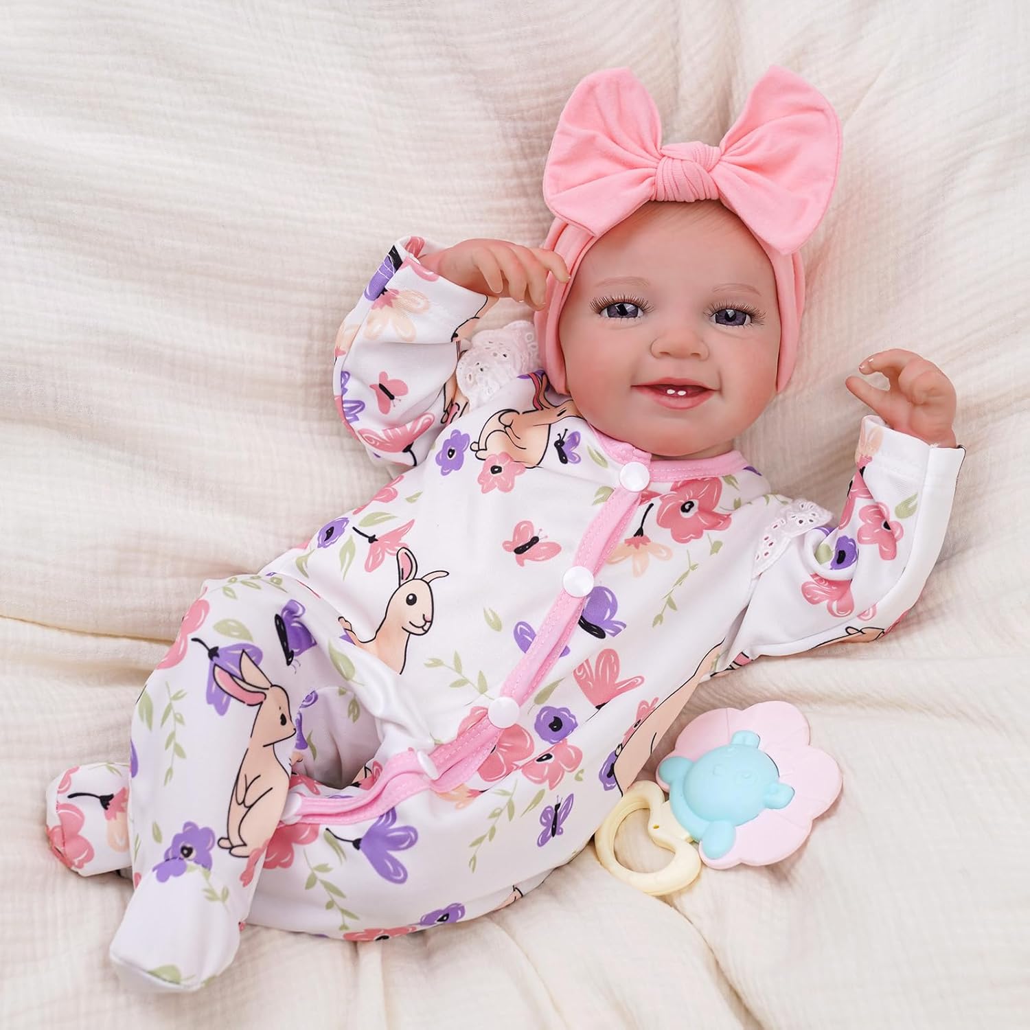 BABESIDE Lifelike Reborn Baby Dolls - Leen, 20-Inch Soft Body Realistic-Newborn Smile Baby Girl Doll Poseable Real Life Baby Dolls with Toy Accessories Set for Kids Age 3+