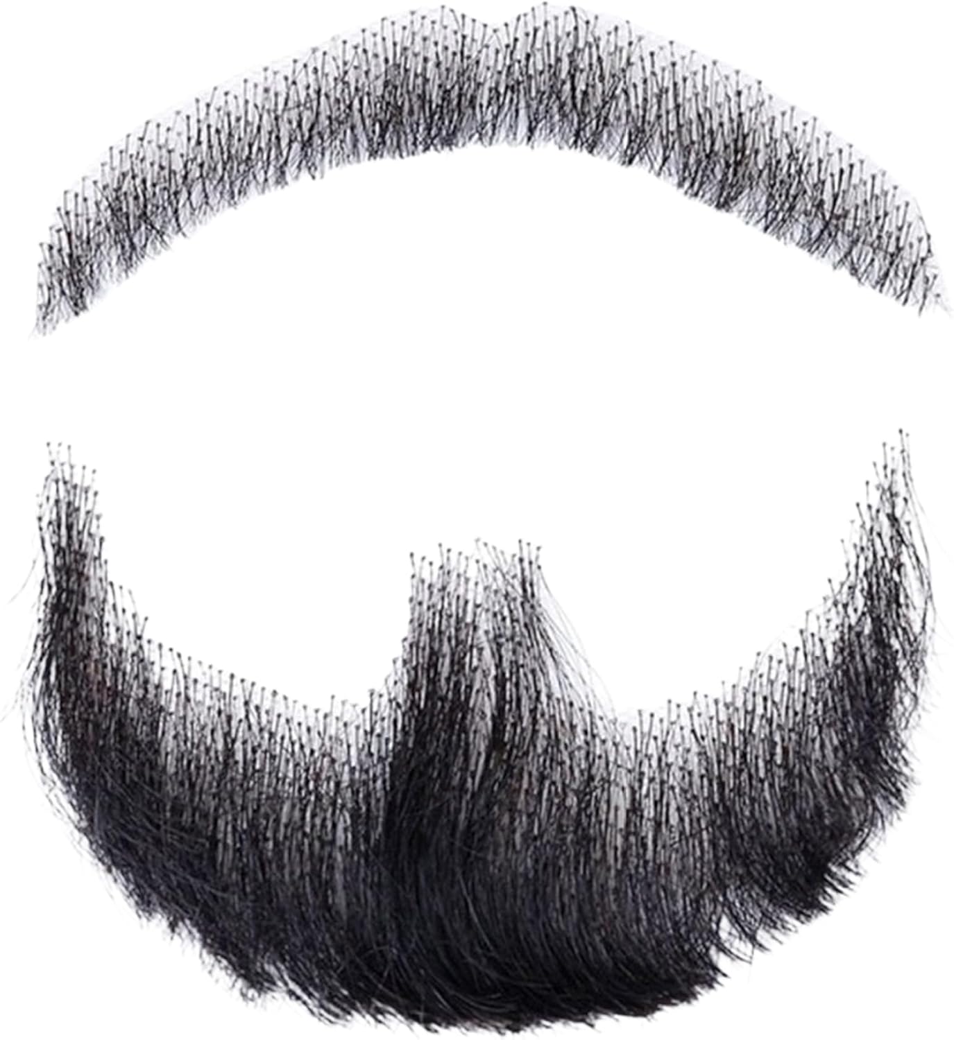 Fake Beard, Fake Beard Human Hair Realistic Beard Fake Mustache Invisible Fake Facial Hair Costume Beard Lace Beard for Men Dressing Halloween Cosplay Costume Party Black Realistic Beard Fake Mustach