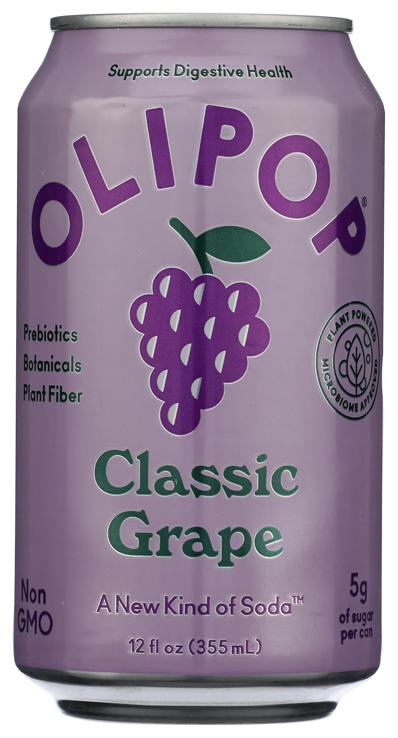 Olipop Classic Grape Prebiotic Soda, 12 Fl Oz