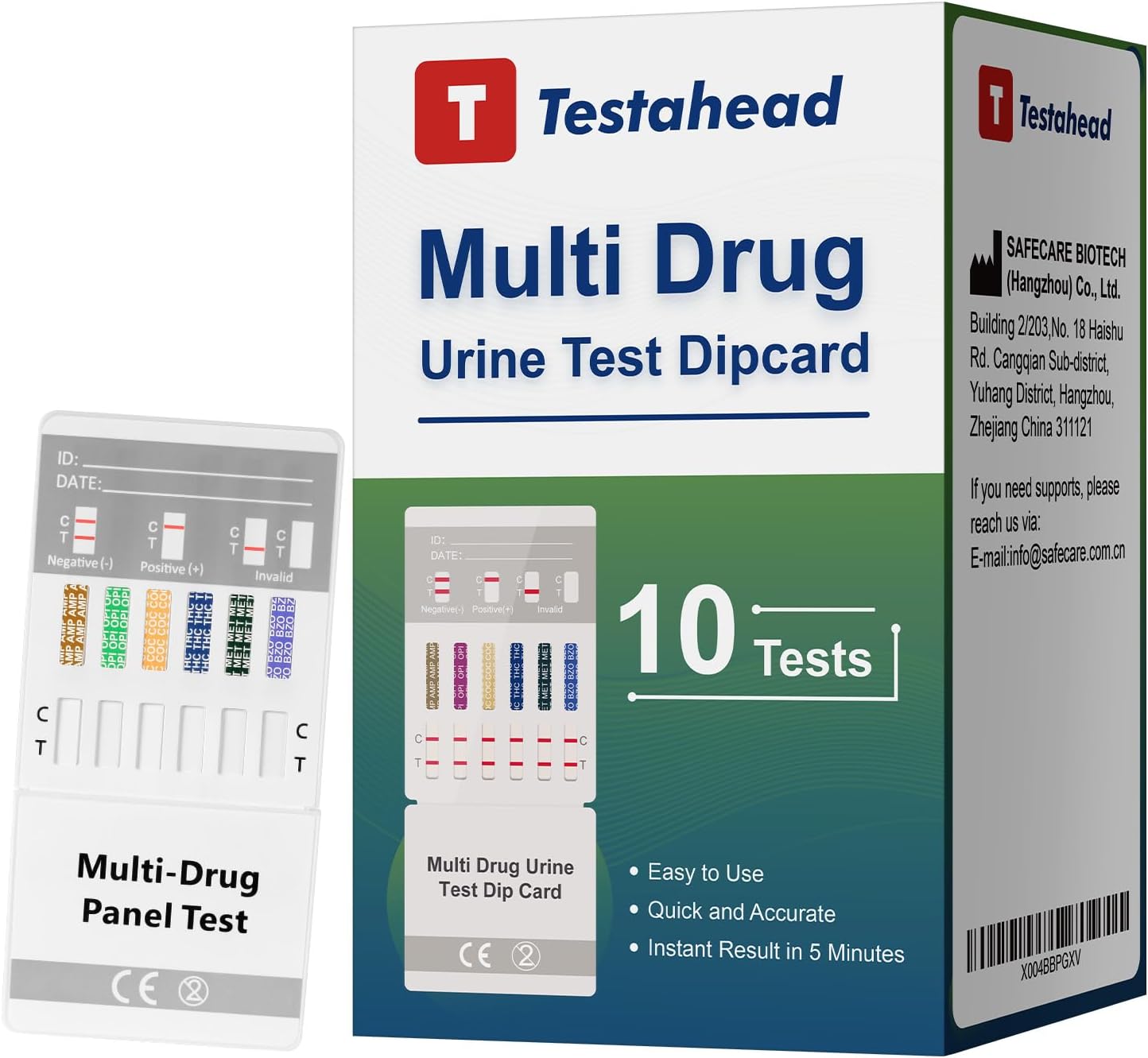 Drug Test Kit 10 Pack, Home Drug Tests, 6 Panel Drug Test Urine, Tests for Marijuana (THC),COC,OPI 2000,AMP,BZO,MET