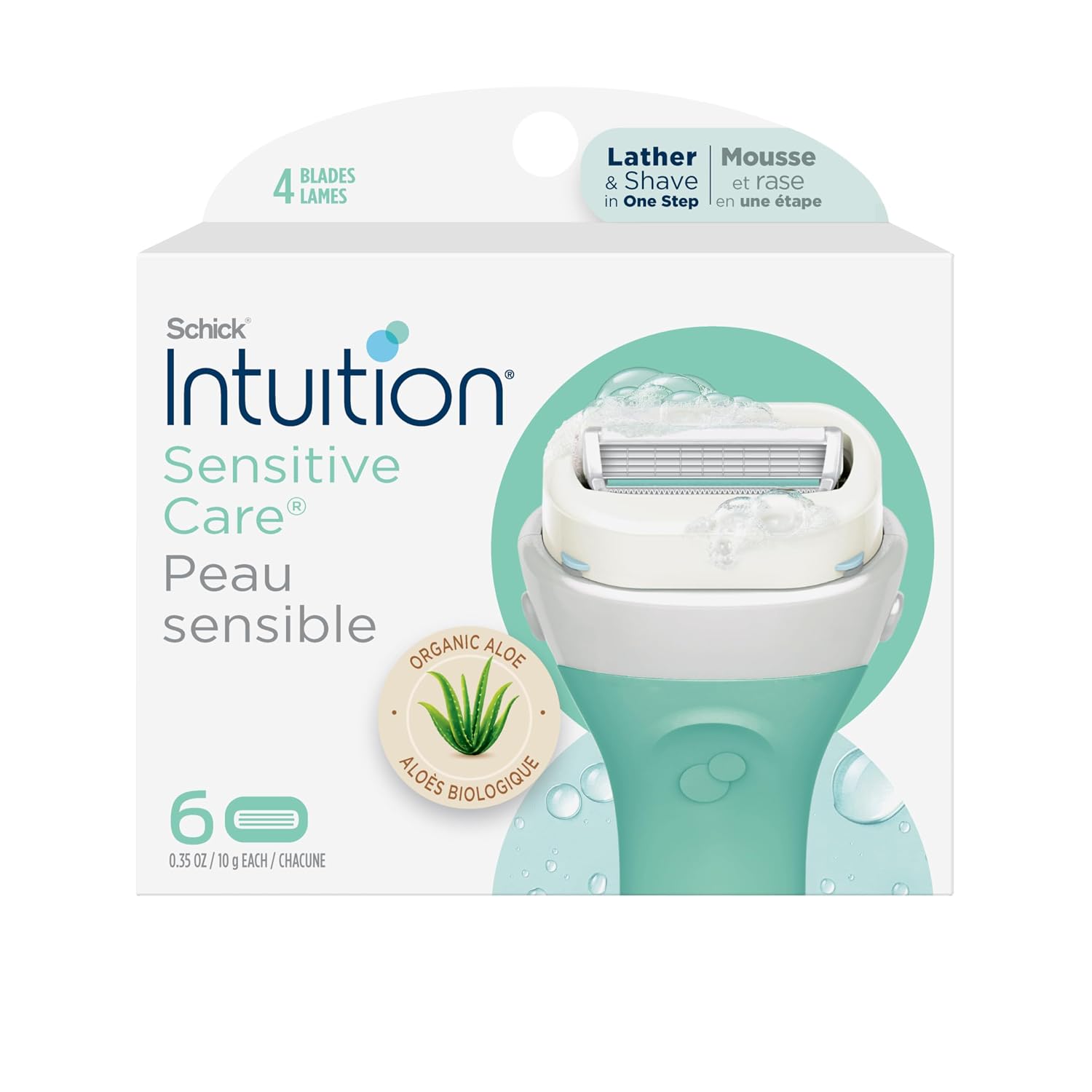 Schick Intuition Sensitive 4-Blade Womens Razor Refills, 6 ct