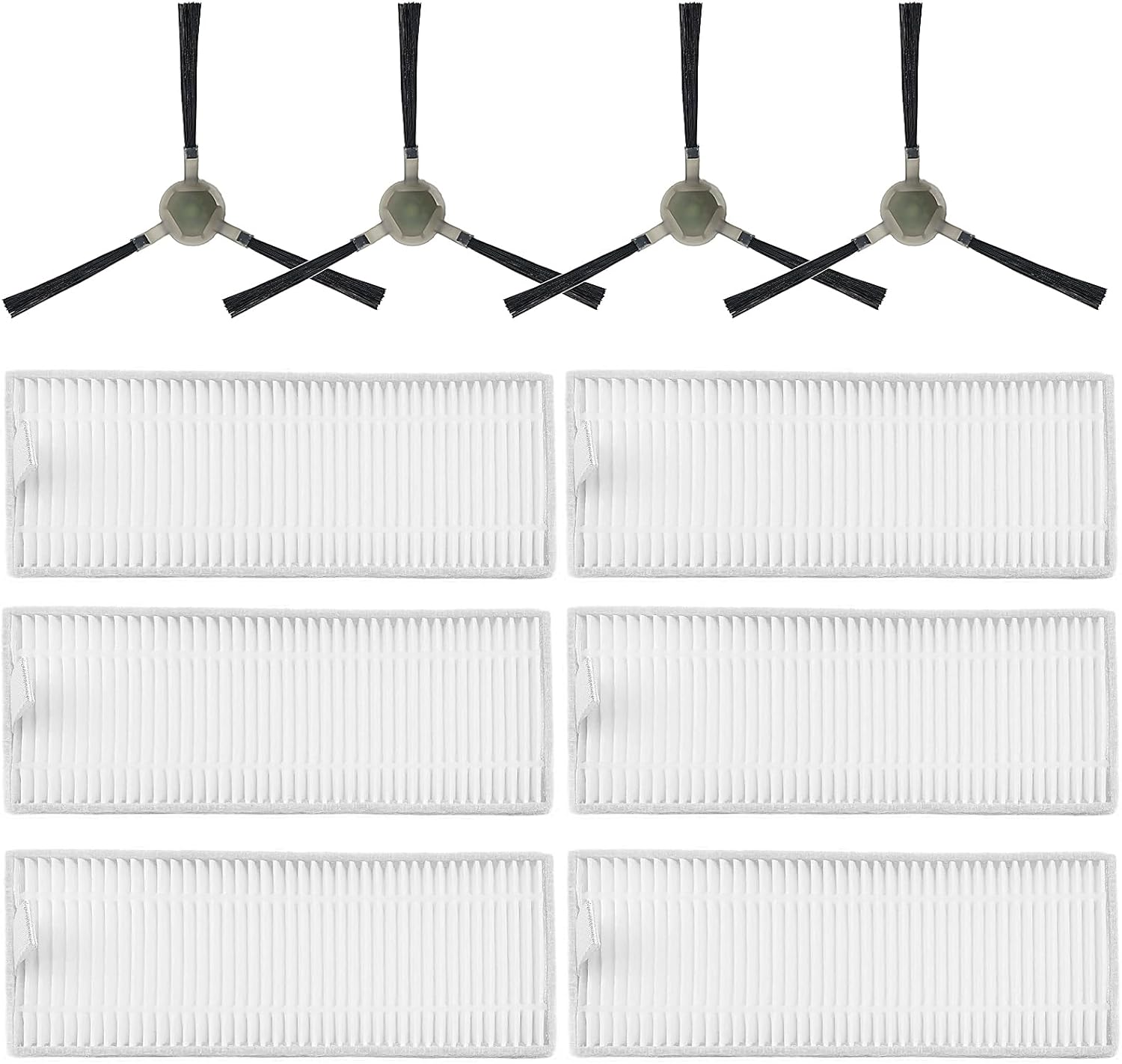 KiimSin Replacement parts accessories for Lefant M210 M210S M210B M210P M213 M213S, for OKP Life K2 K3 K3A K4 K5 vacuum cleaner, 6 HEPA filters, 4 side brushes